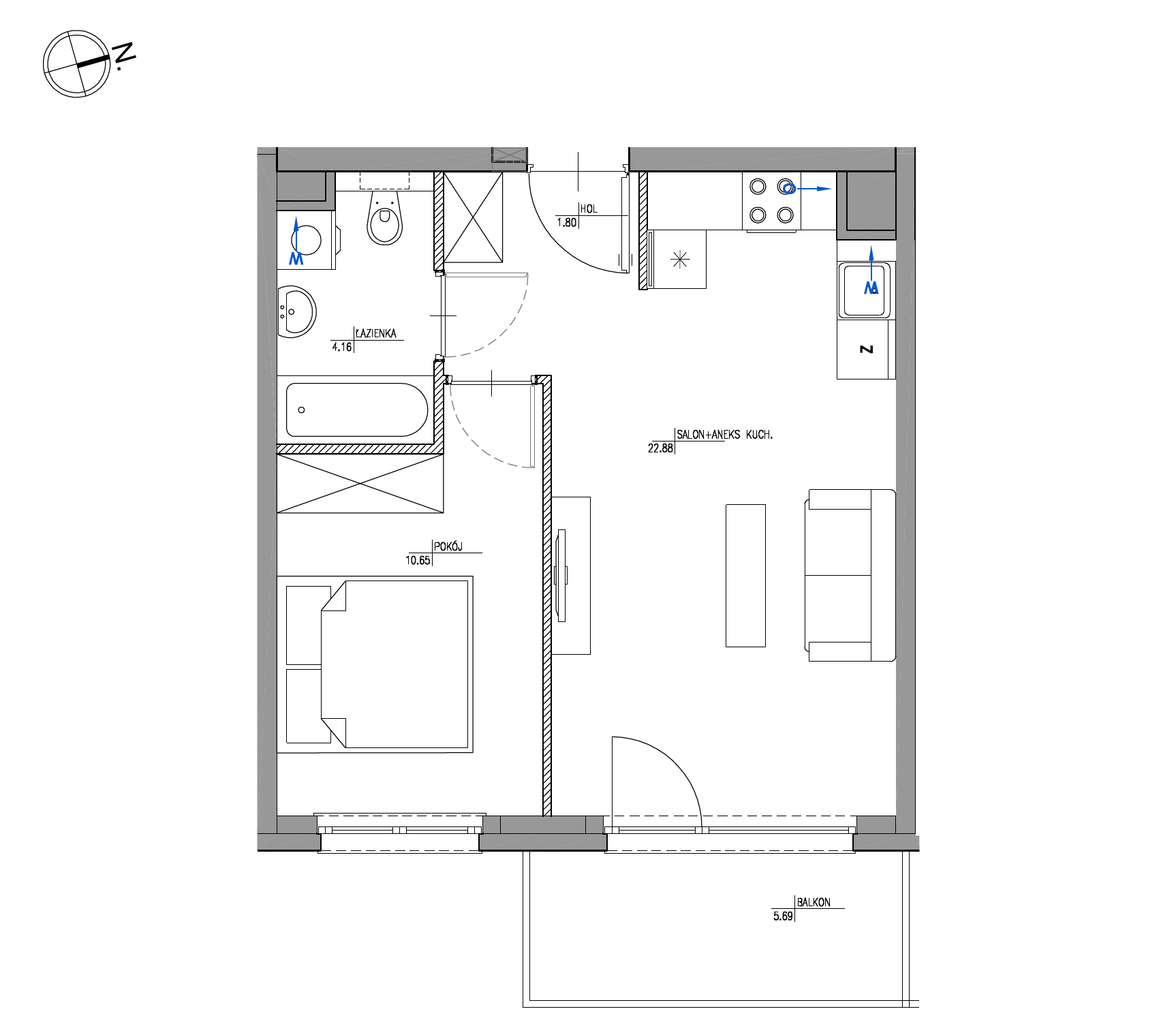 Plan 2 pok. 39m²