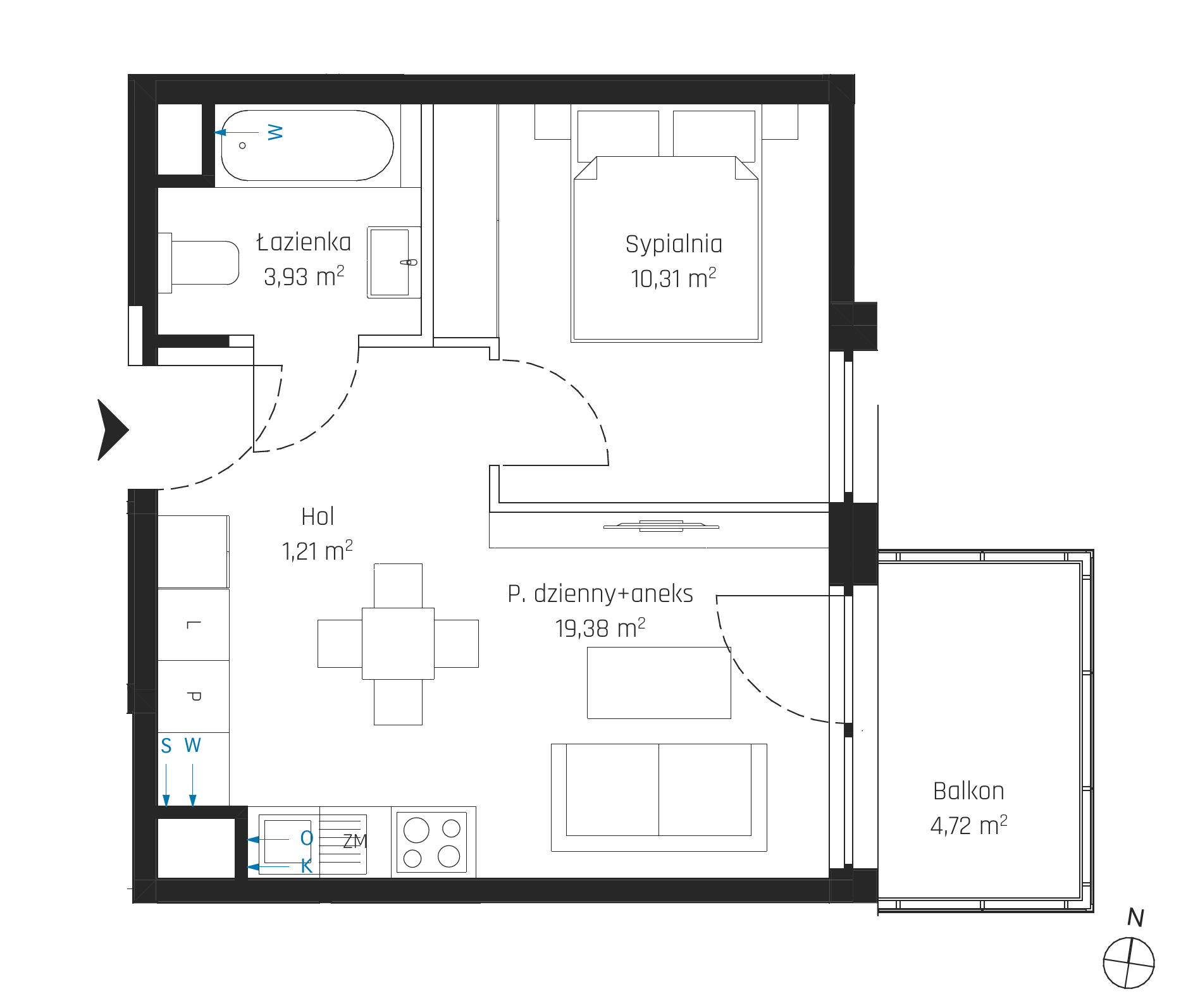 Plan 2 pok. 35m²