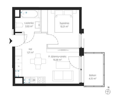 Plan 2 pok. 35m²