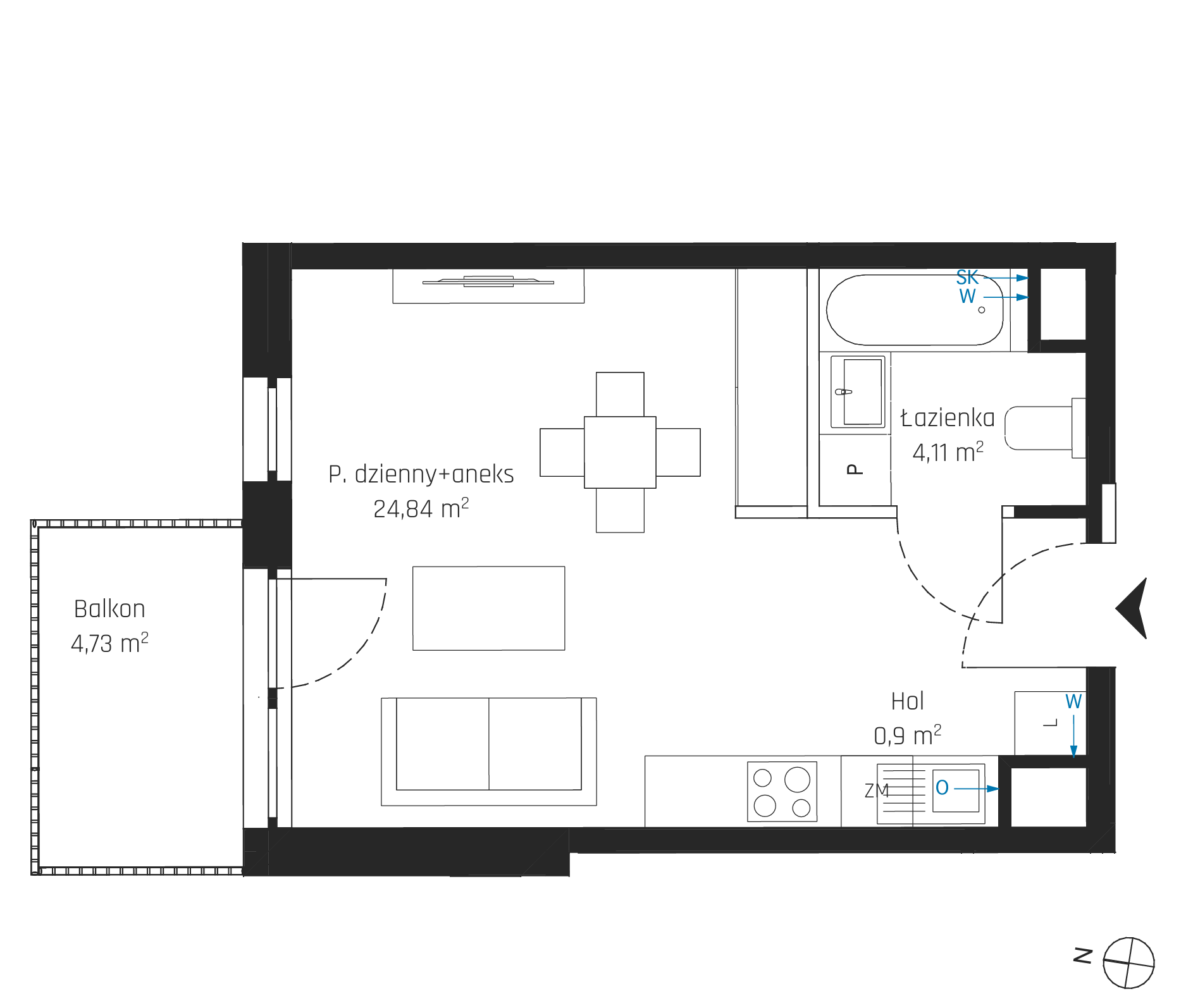 Plan 1 pok. 30m²