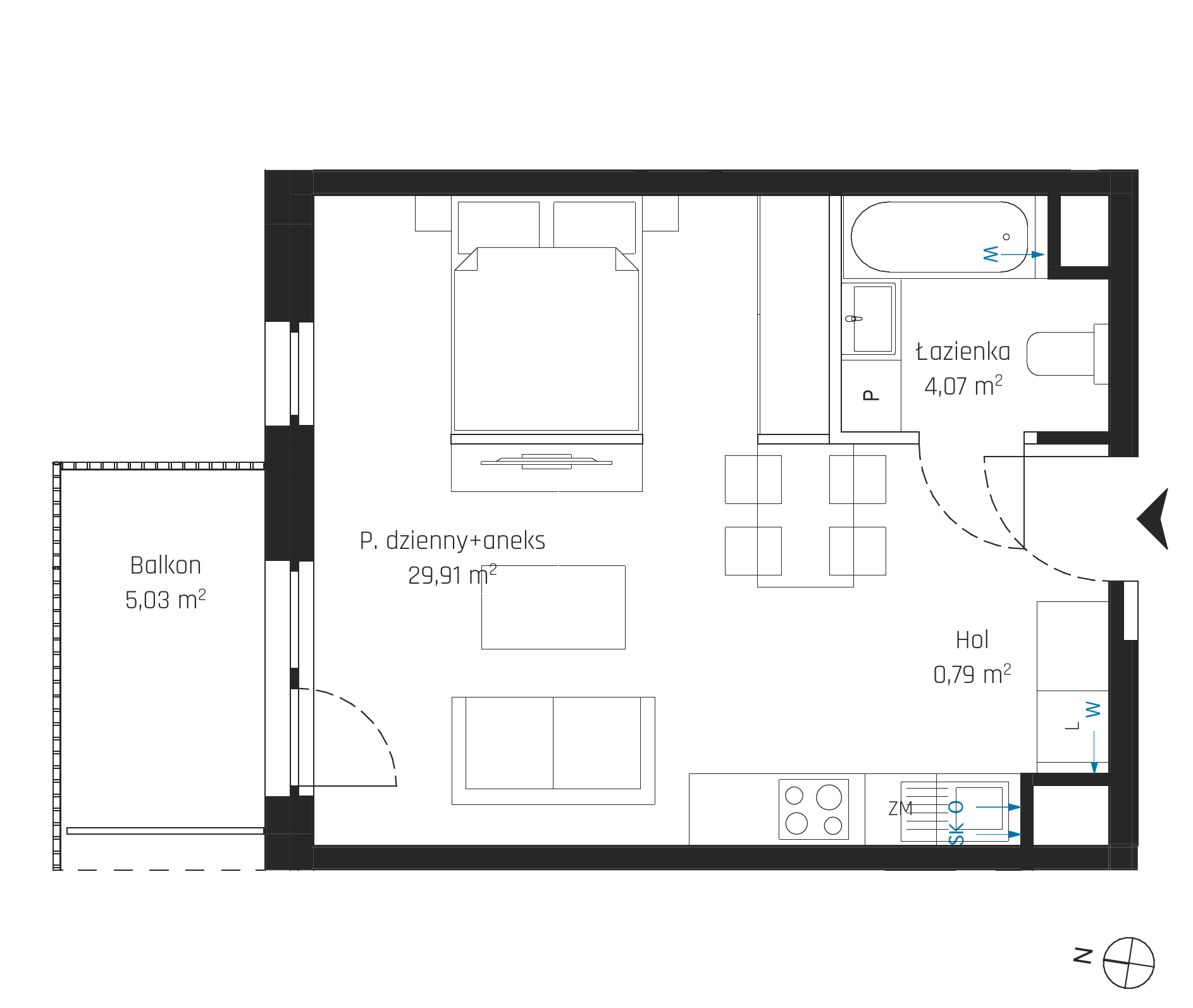 Plan 1 pok. 35m²