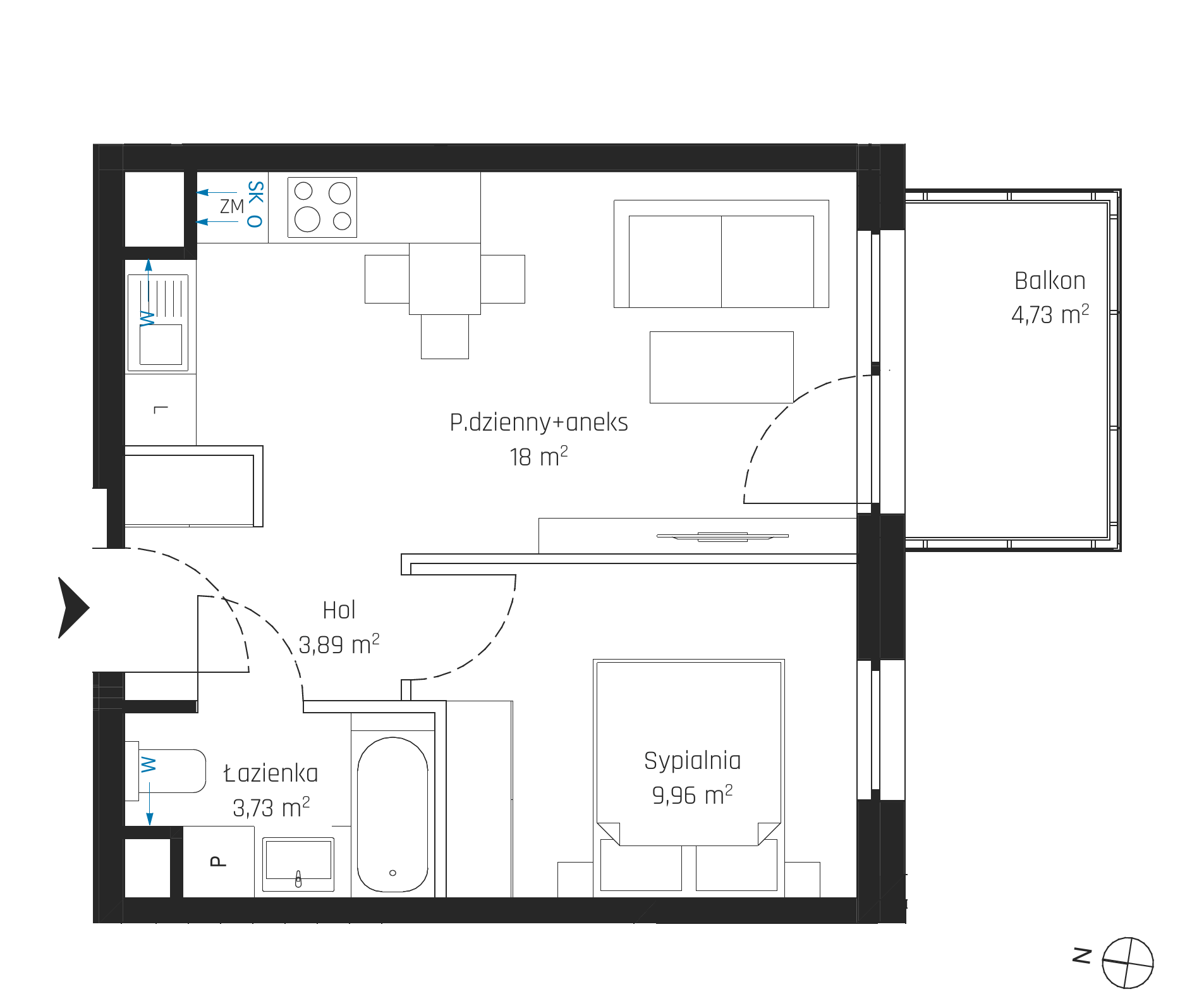 Plan 2 pok. 36m²