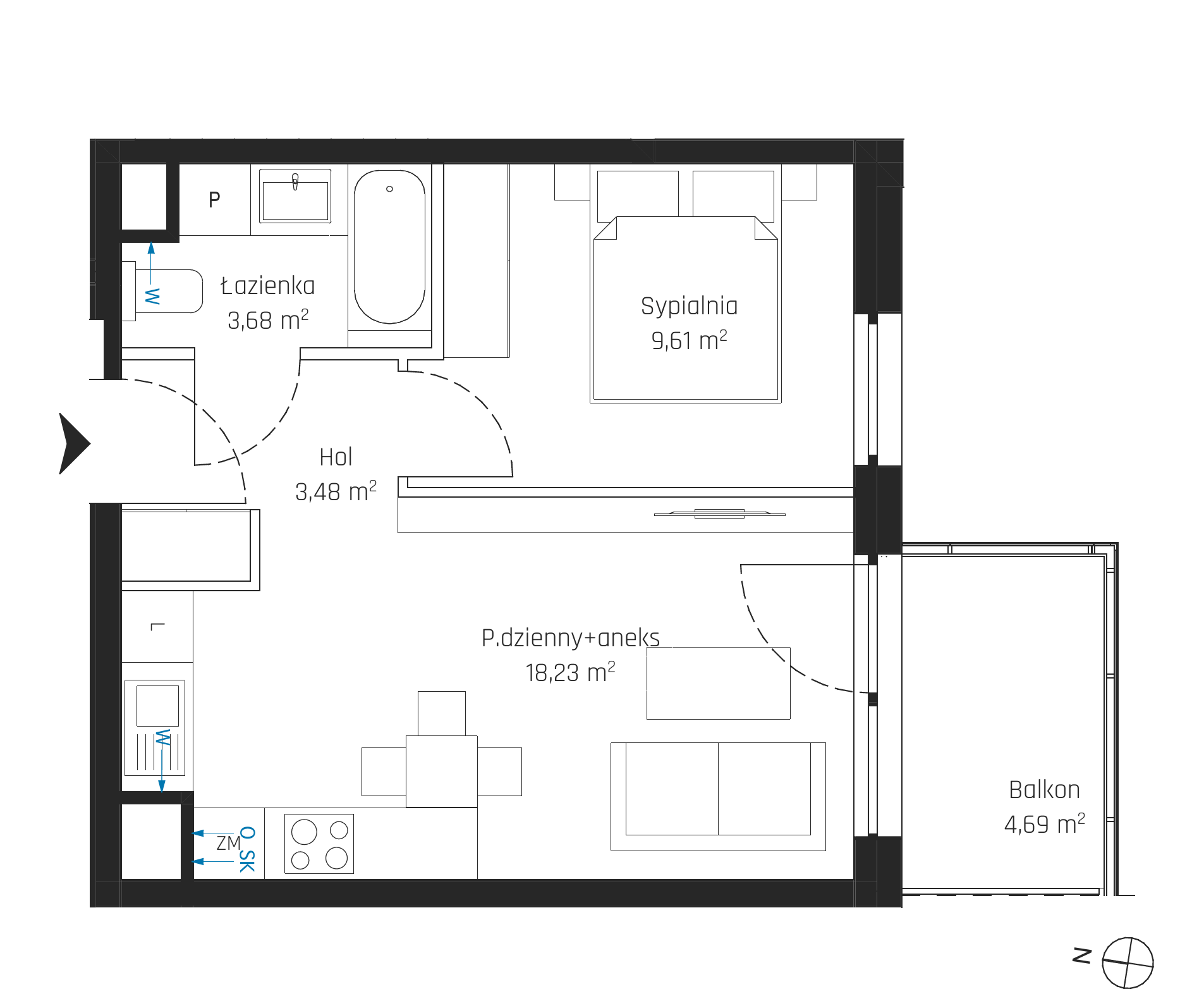 Plan 2 pok. 35m²