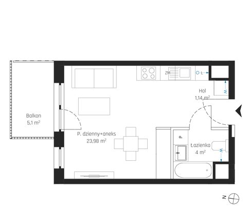 Plan 1 pok. 29m²
