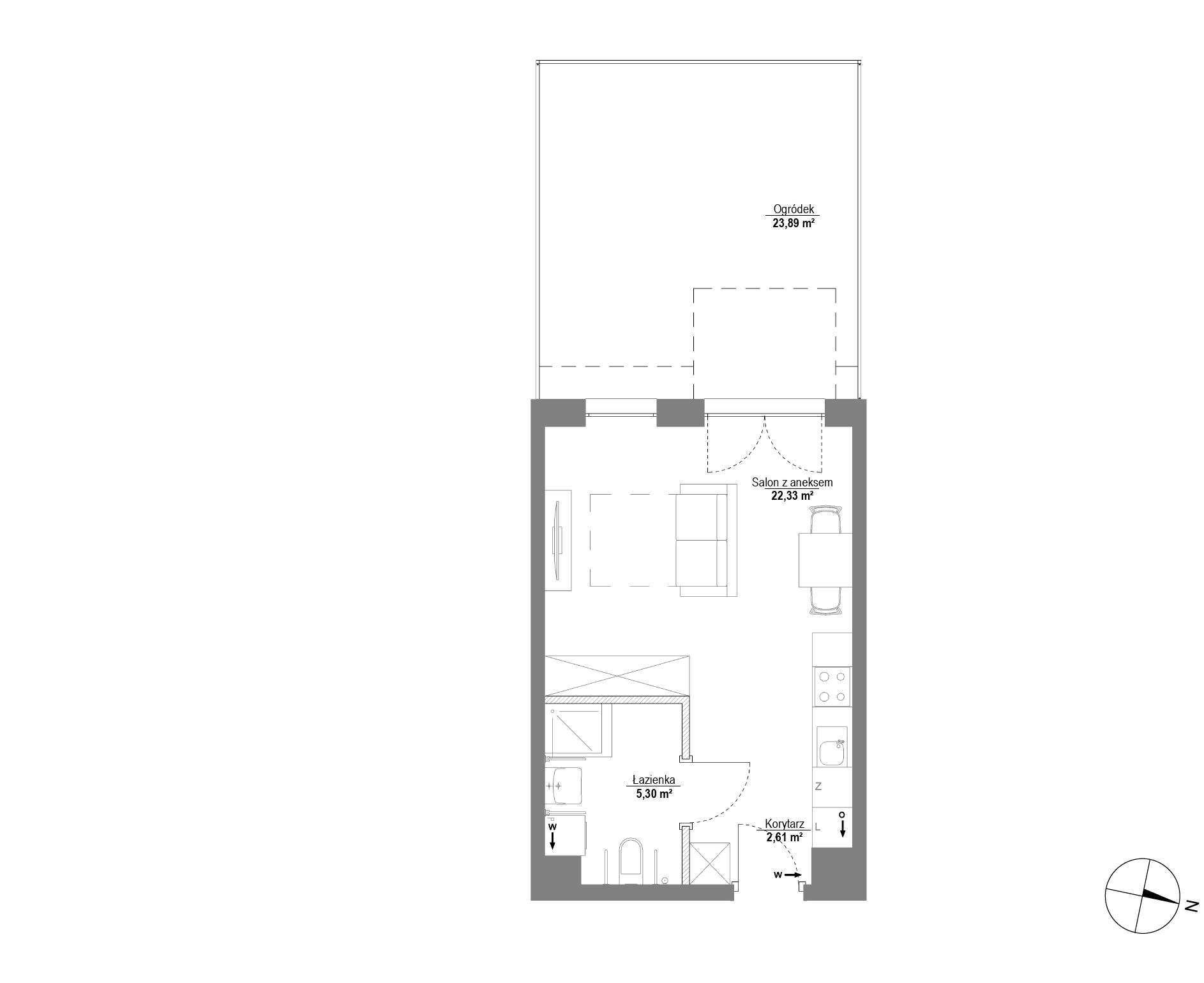 Plan 1 pok. 30m²