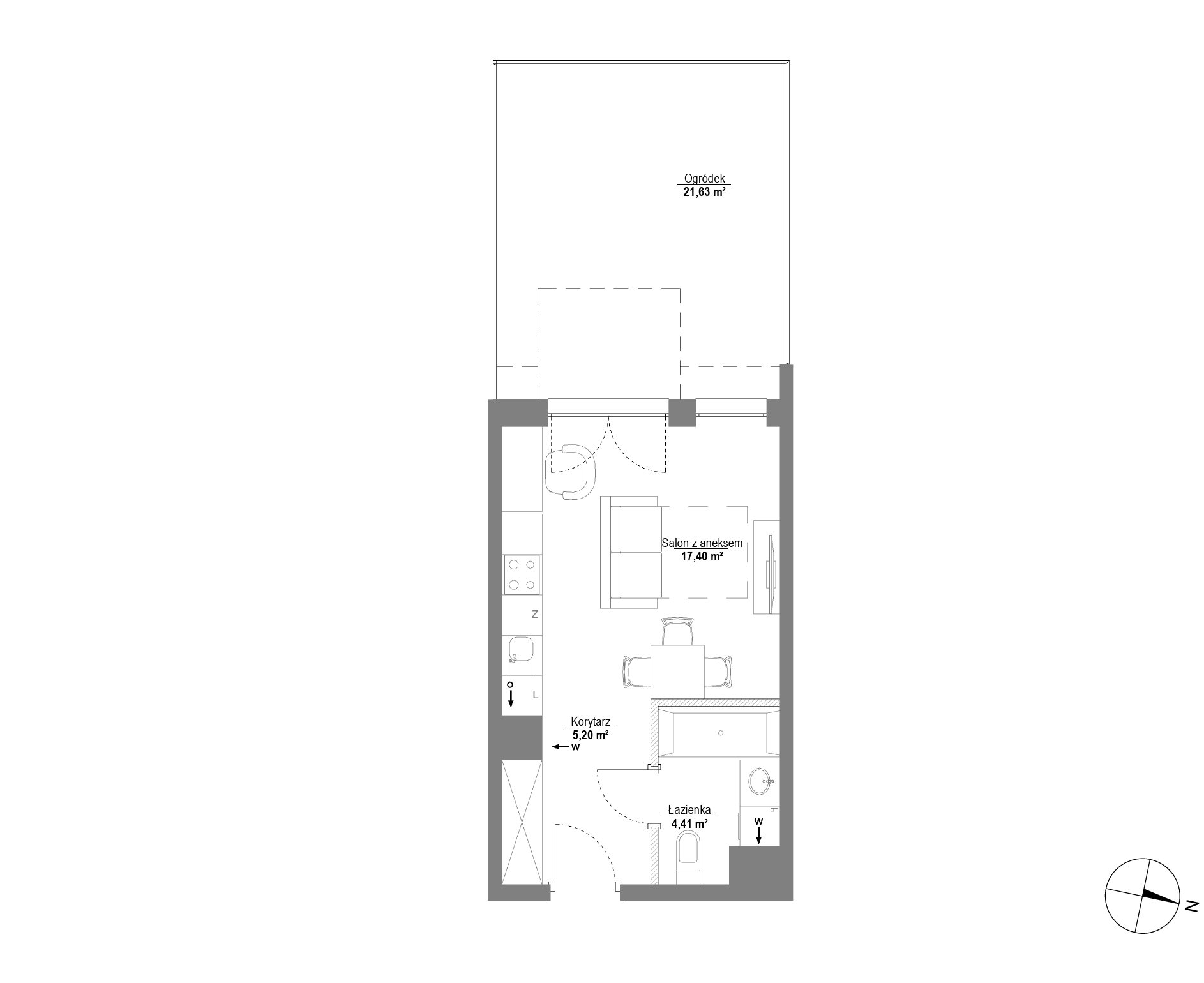 Plan 1 pok. 27m²