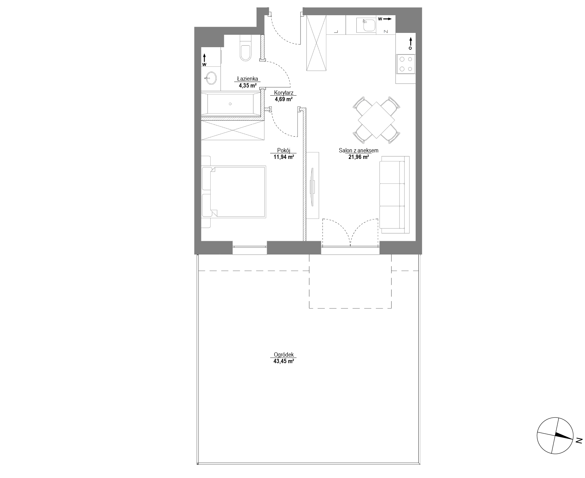 Plan 2 pok. 43m²