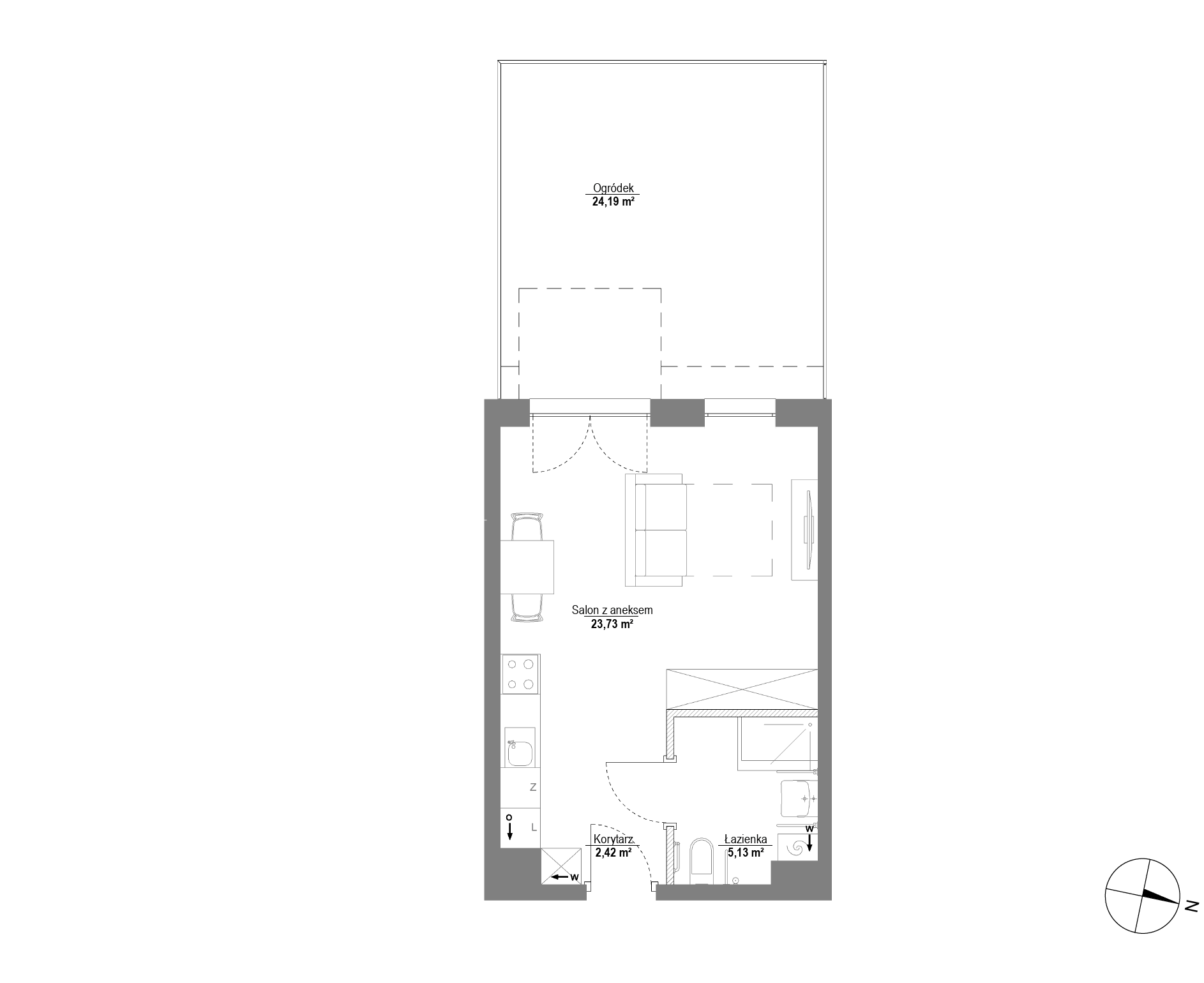 Plan 1 pok. 31m²