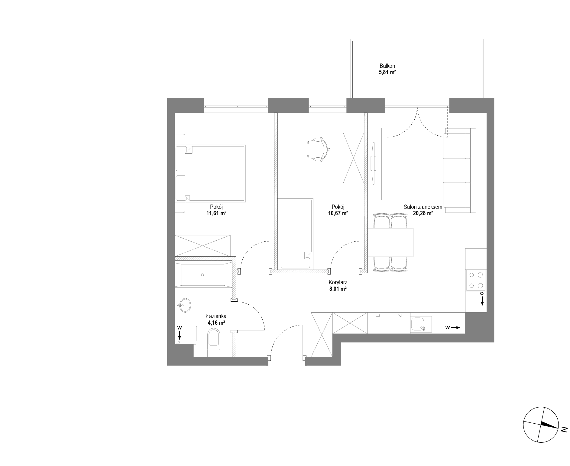 Plan 3 pok. 55m²