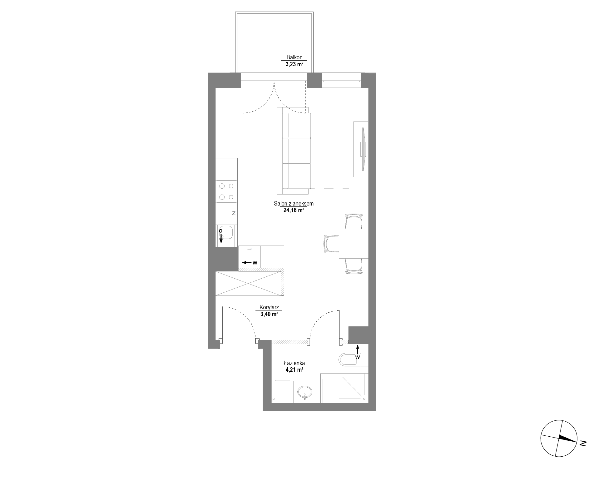 Plan 1 pok. 32m²