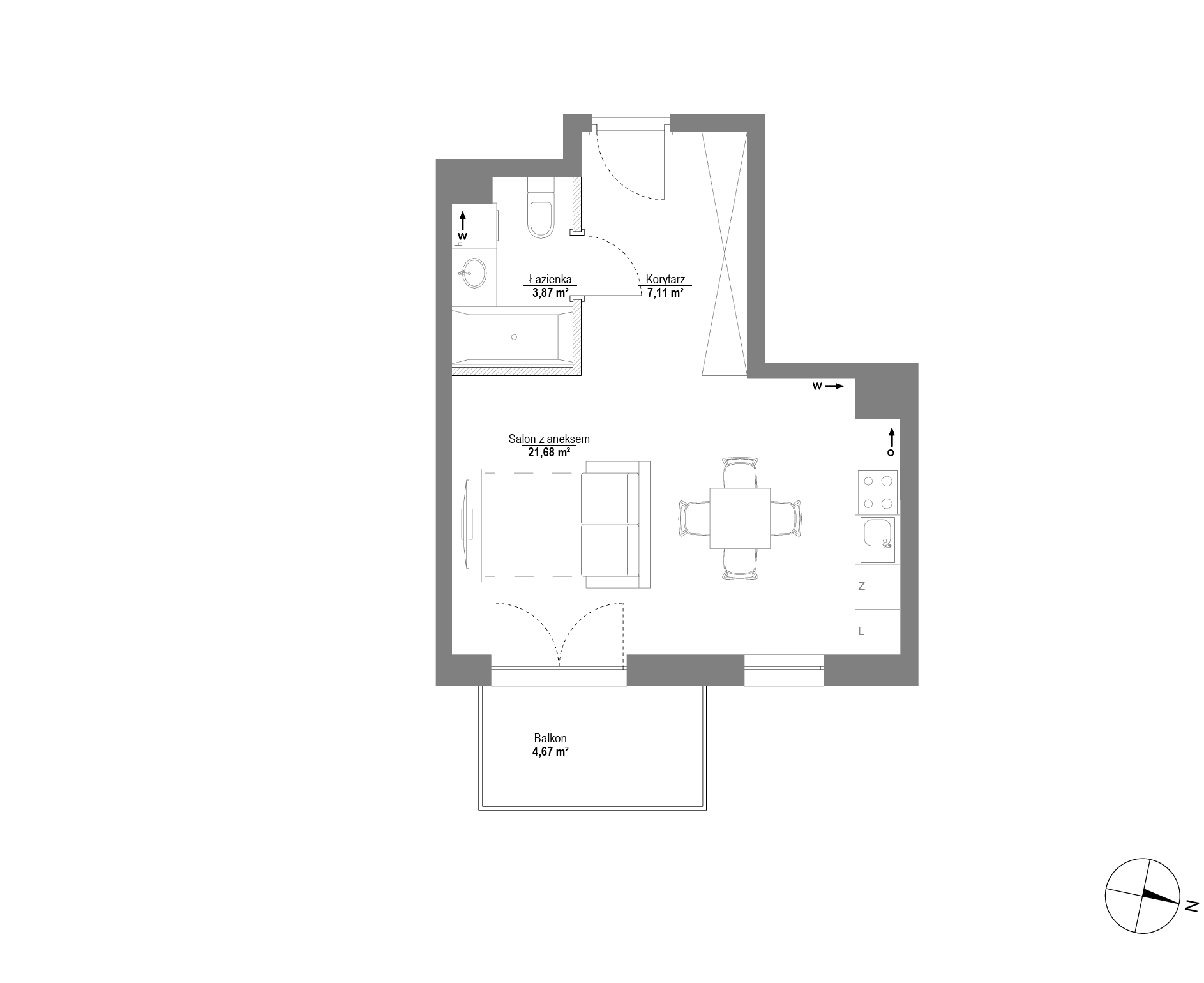 Plan 1 pok. 33m²