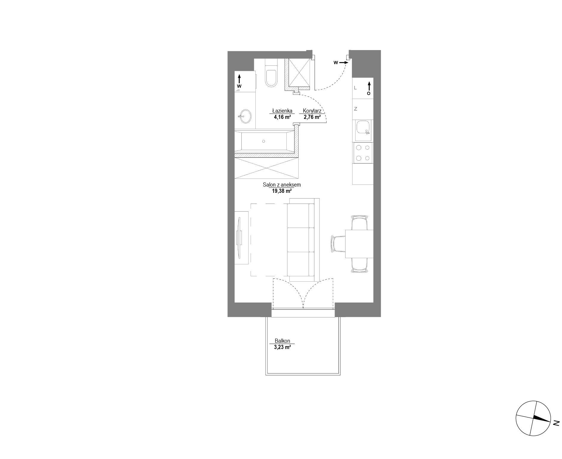 Plan 1 pok. 26m²