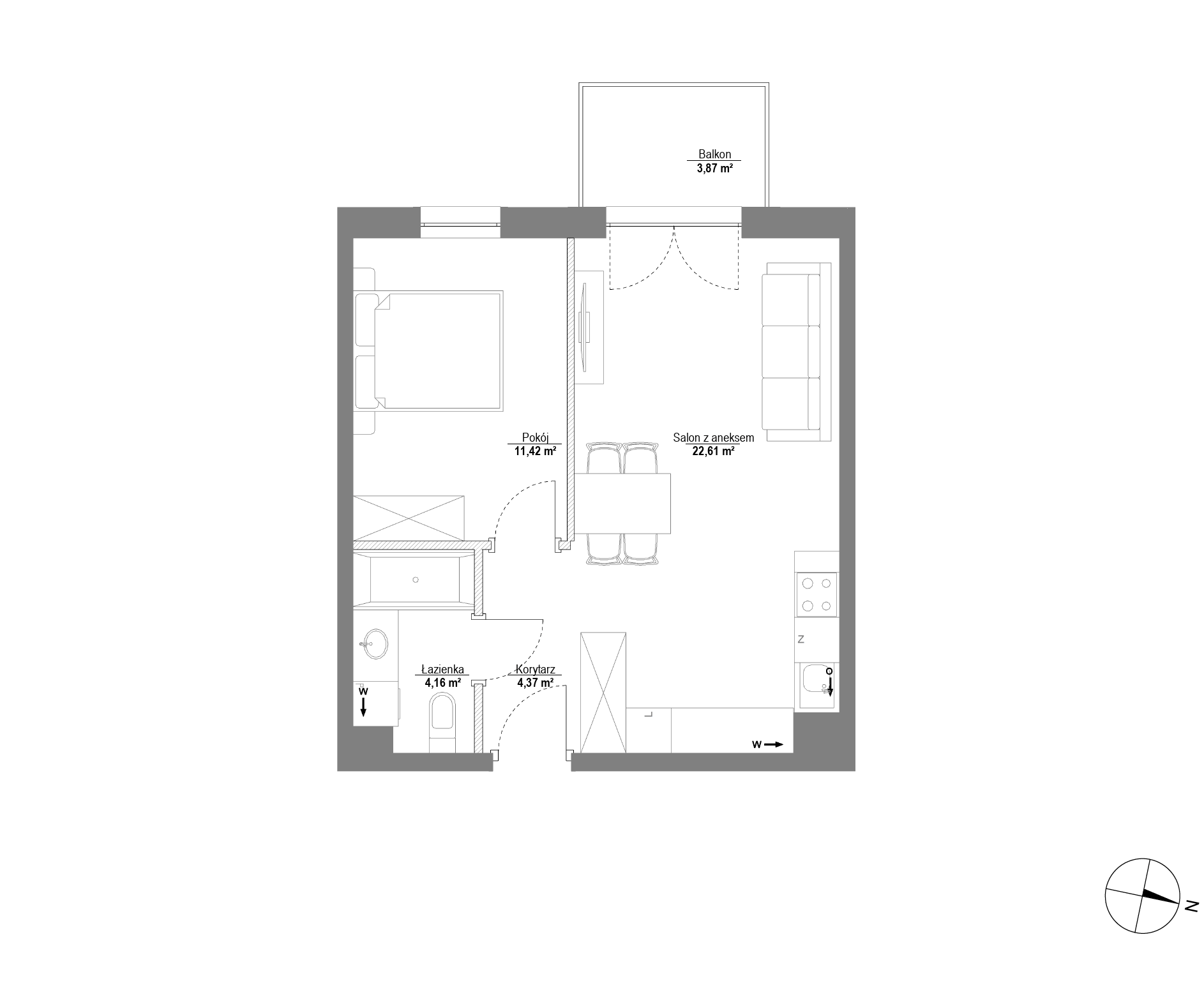 Plan 2 pok. 43m²