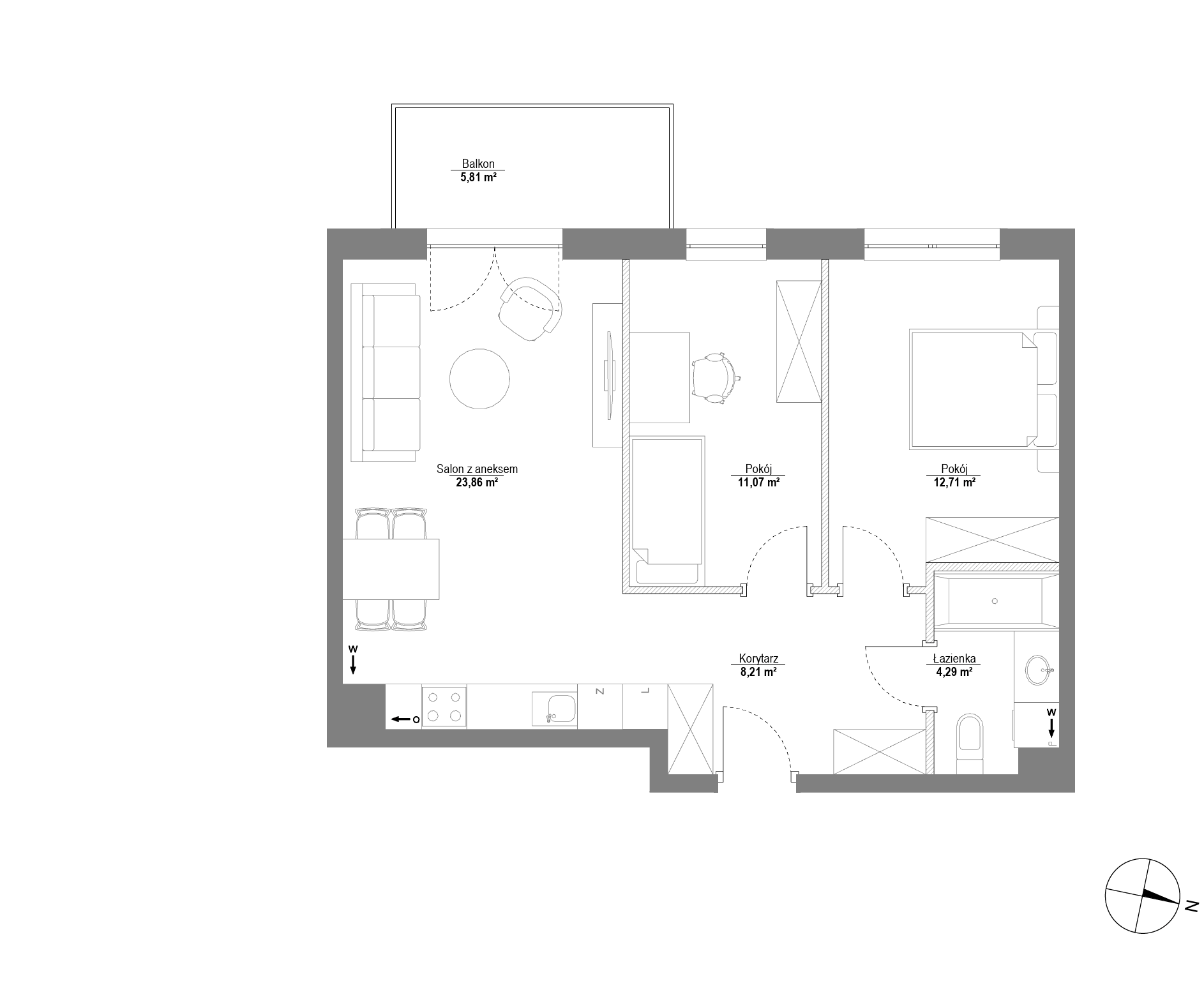 Plan 3 pok. 60m²