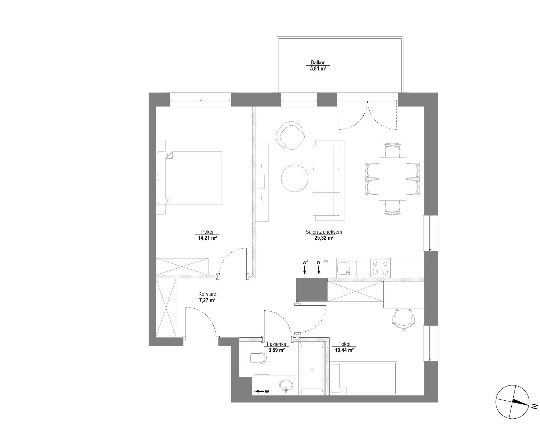 Plan 3 pok. 61m²