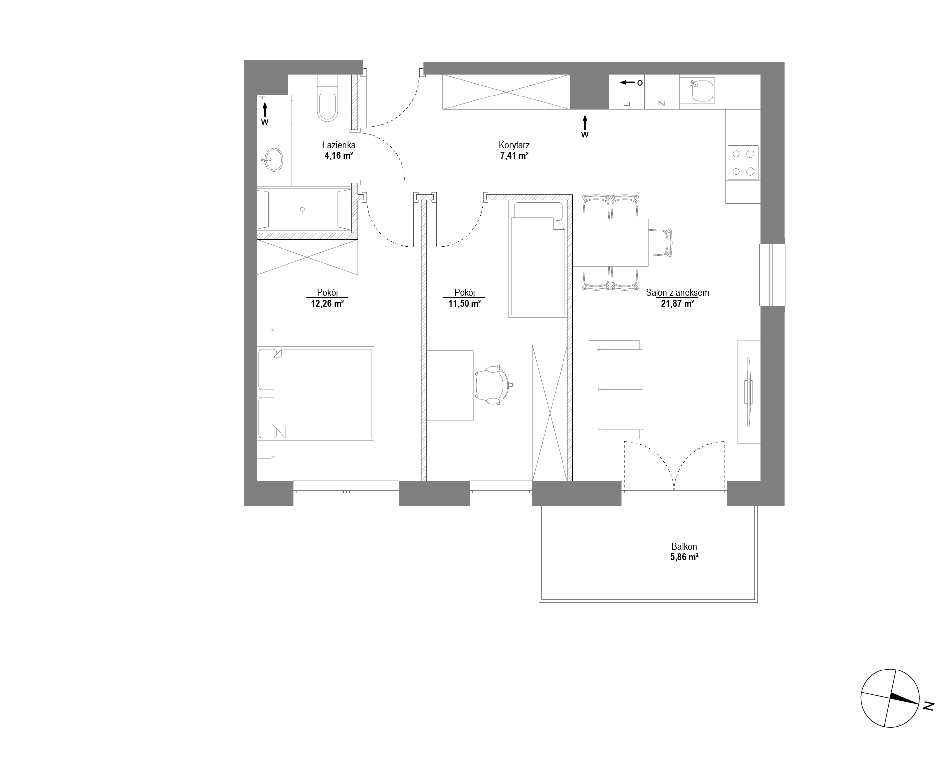 Plan 3 pok. 57m²
