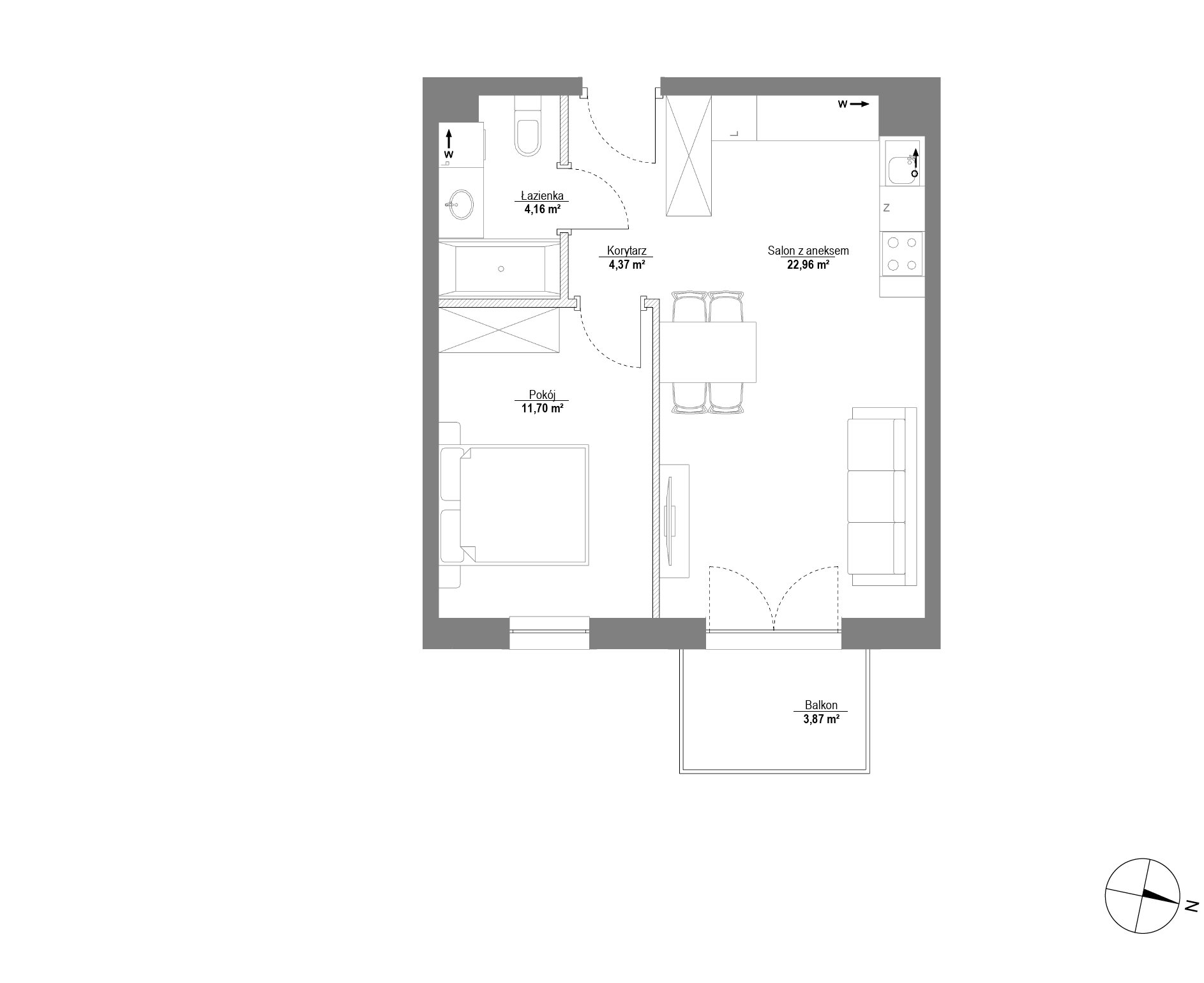 Plan 2 pok. 43m²