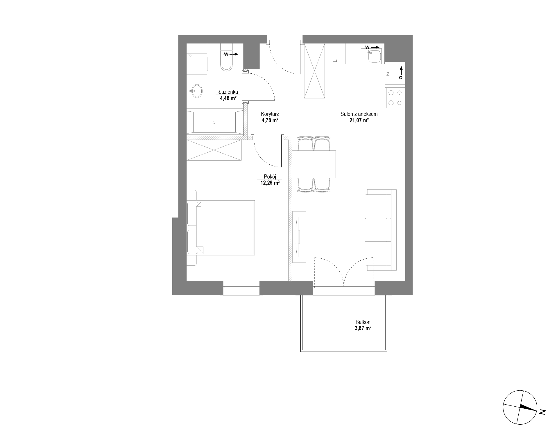Plan 2 pok. 43m²