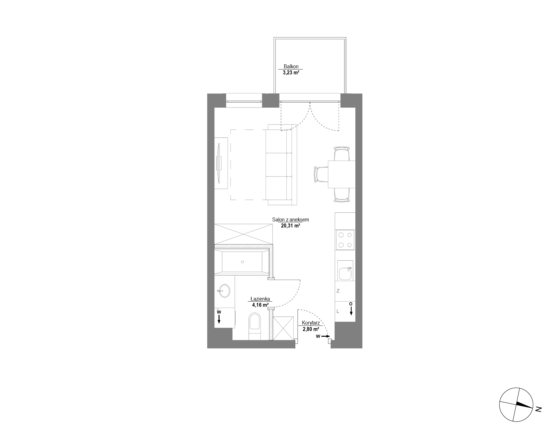 Plan 1 pok. 27m²