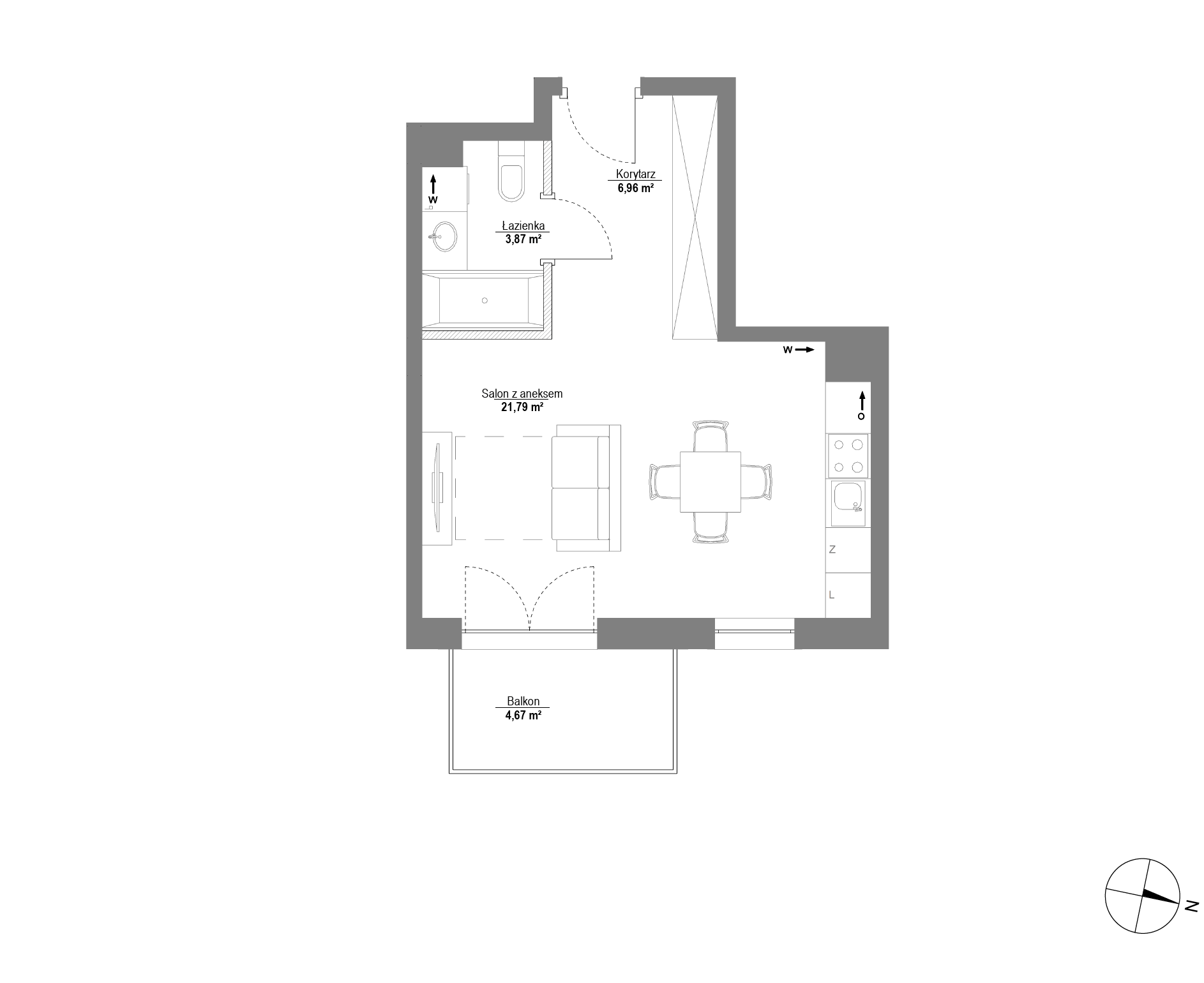 Plan 1 pok. 33m²