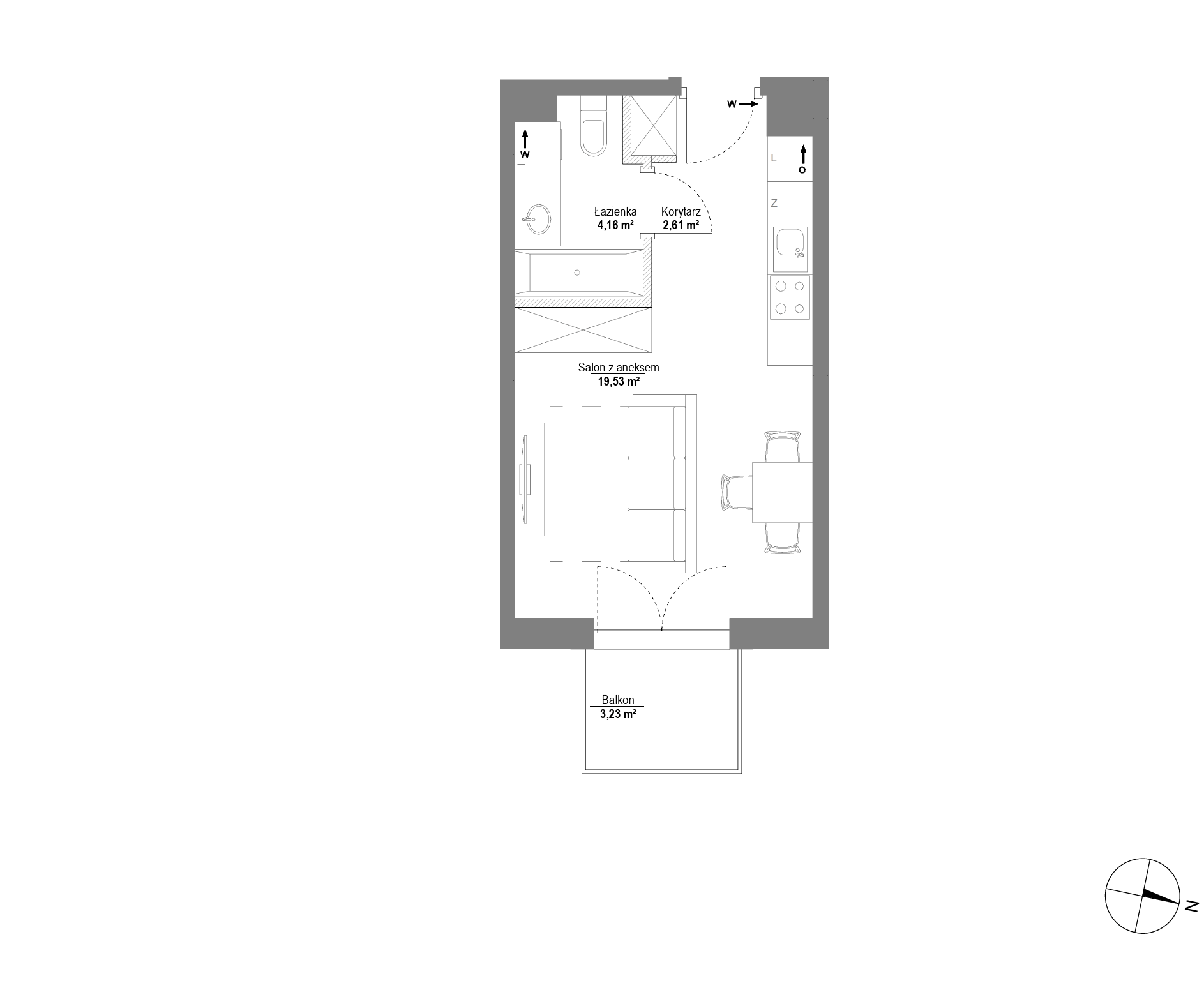 Plan 1 pok. 26m²