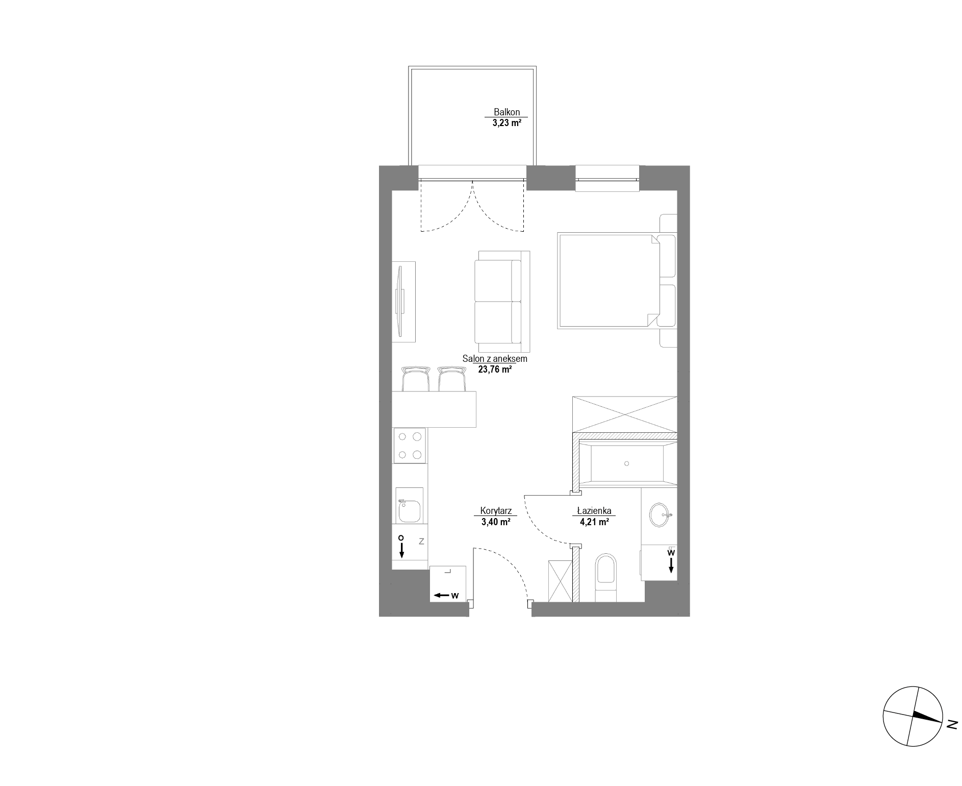 Plan 1 pok. 31m²