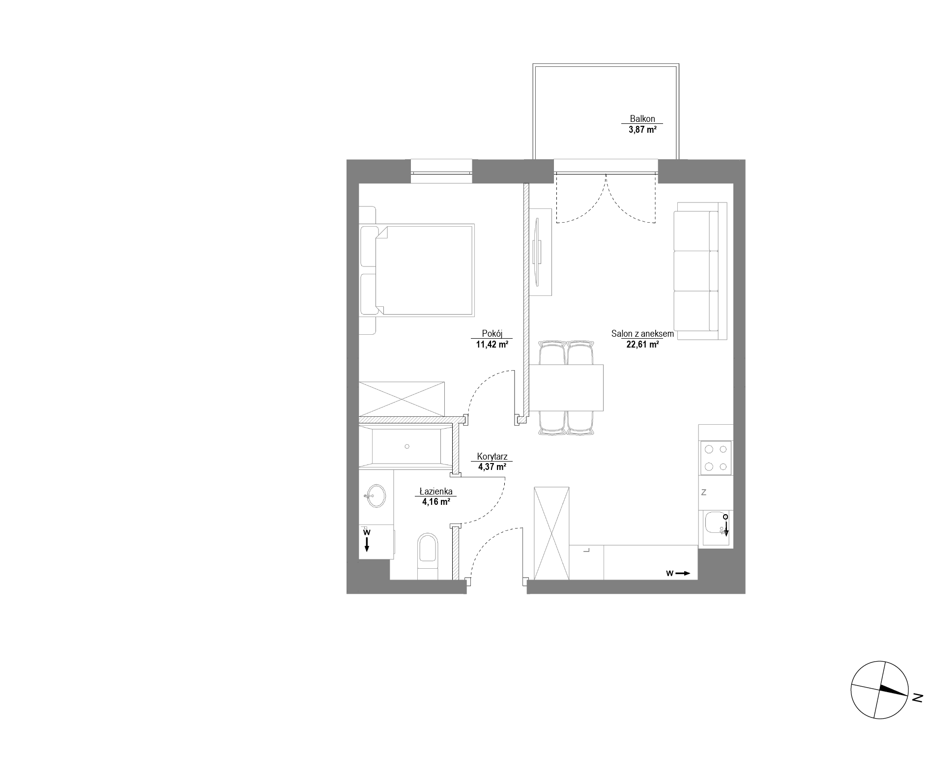 Plan 2 pok. 43m²
