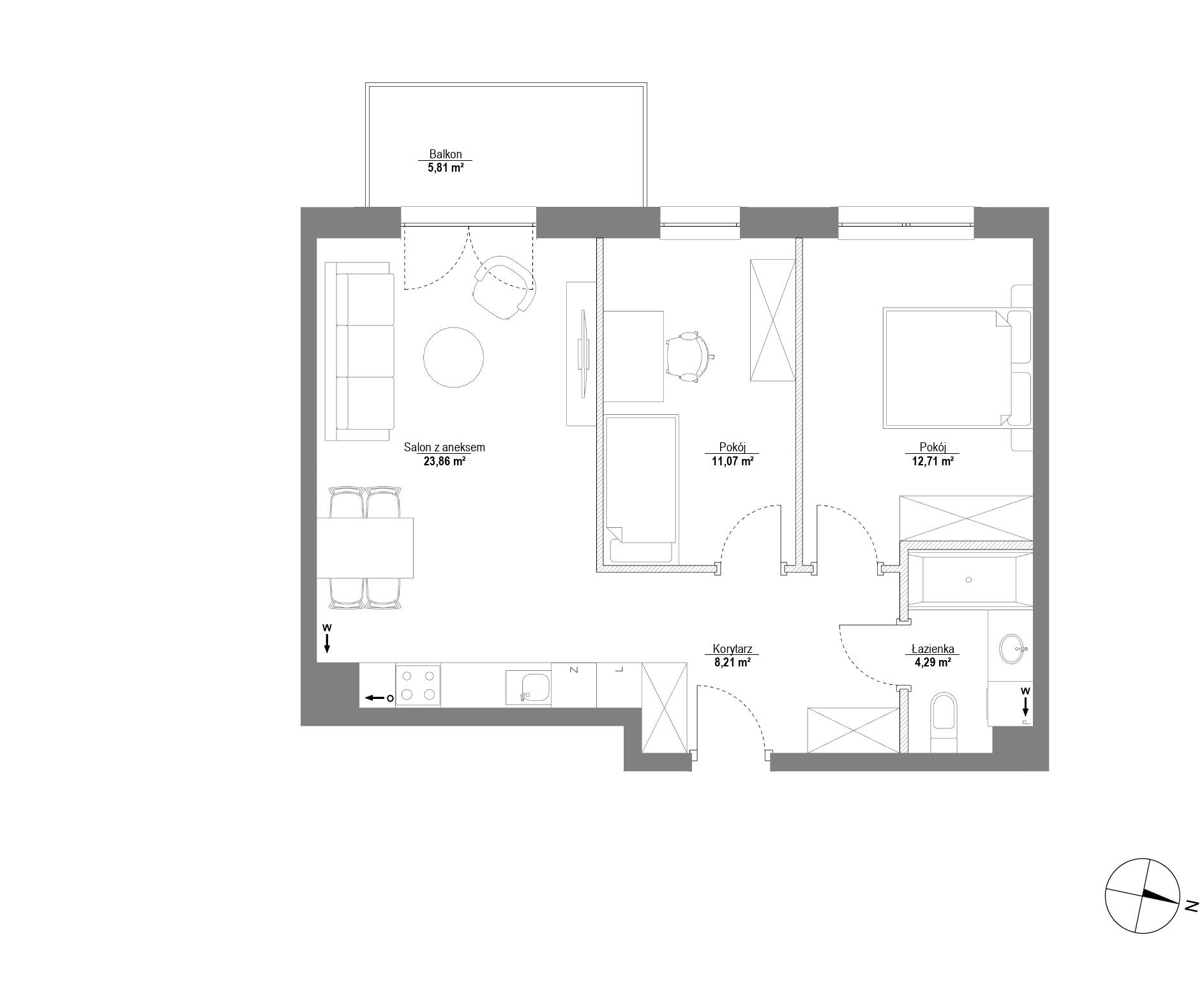 Plan 3 pok. 60m²