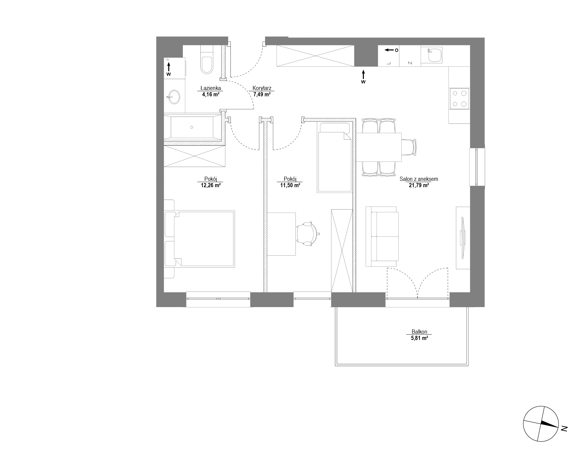 Plan 3 pok. 57m²