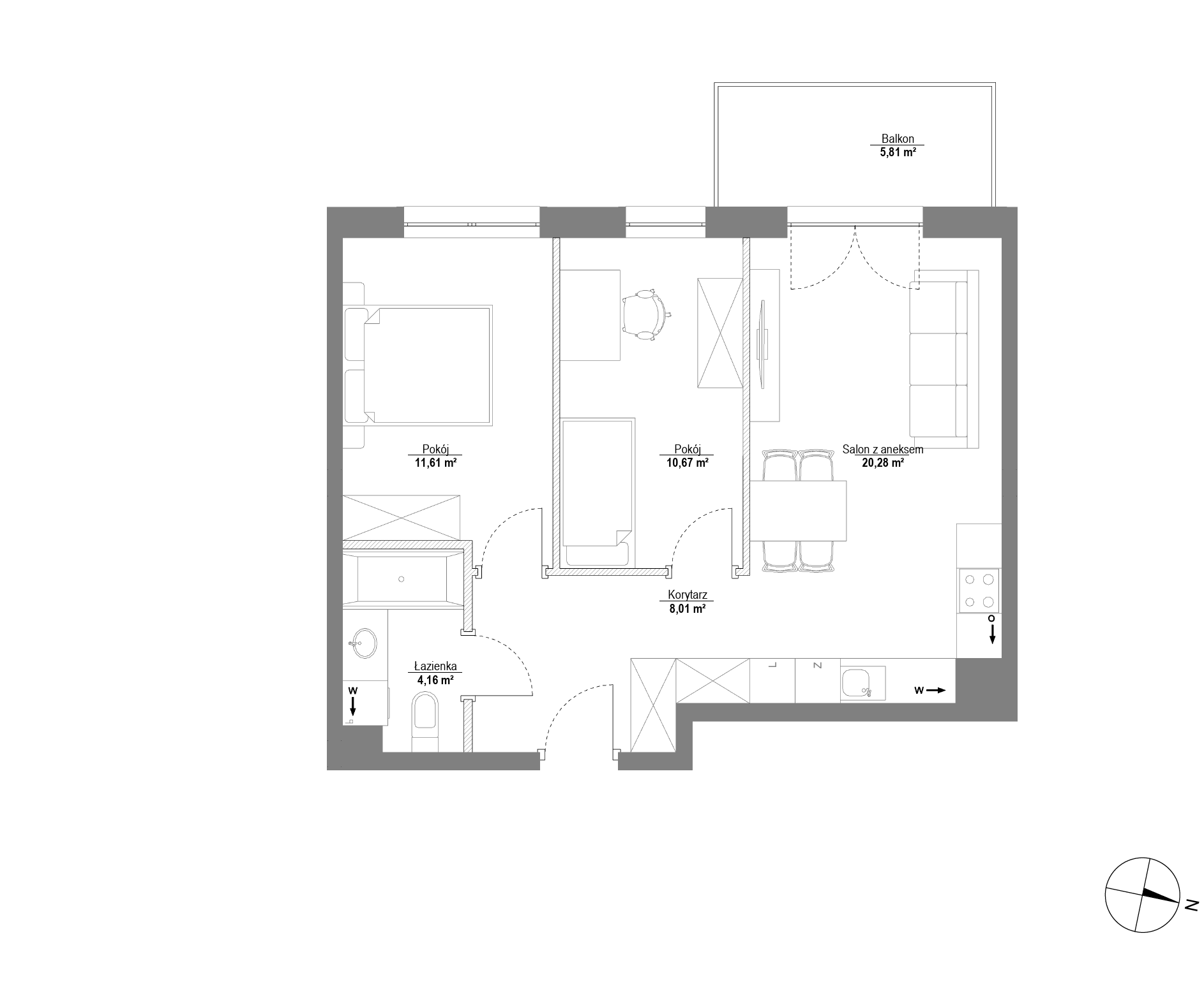Plan 3 pok. 55m²