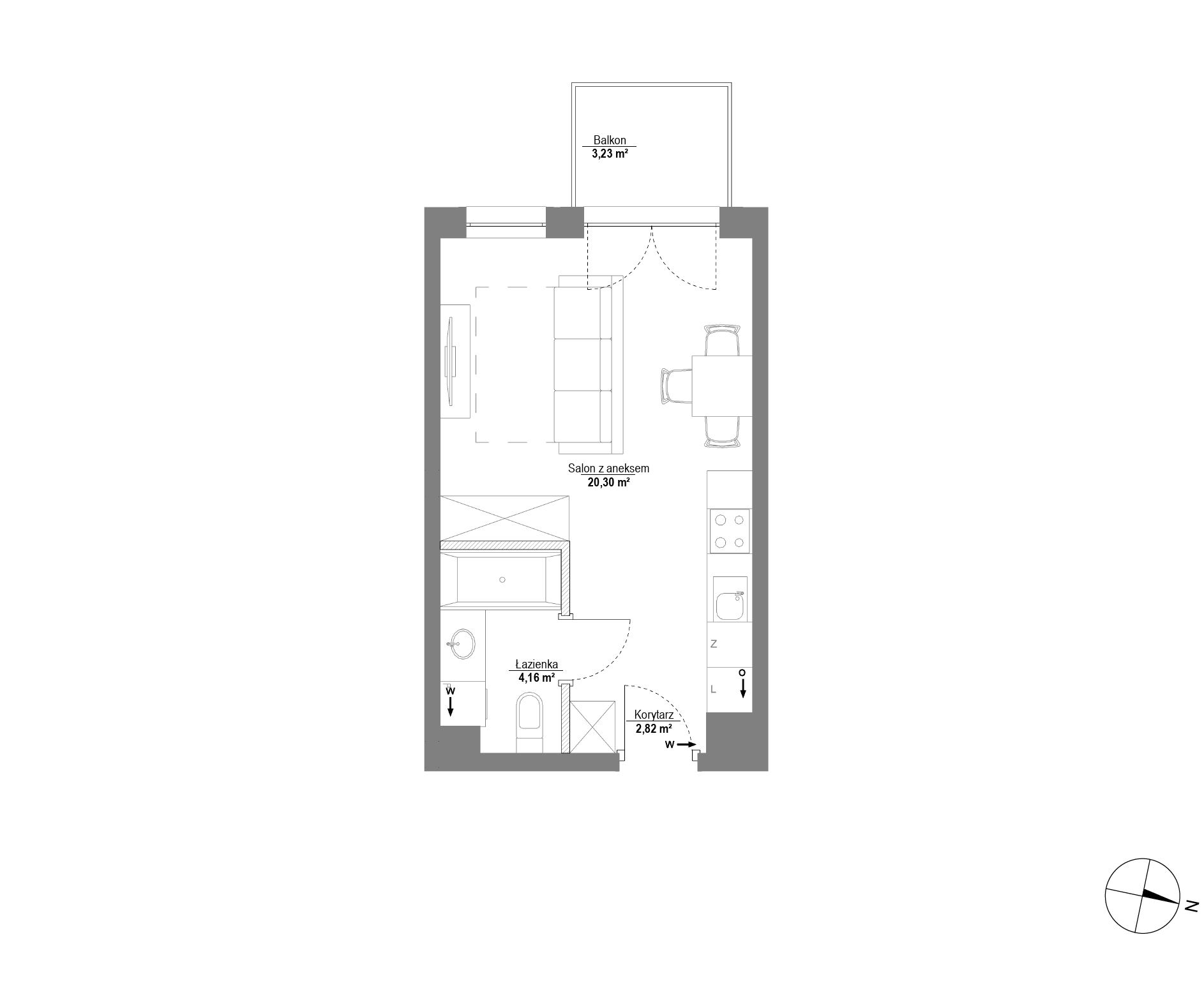 Plan 1 pok. 27m²