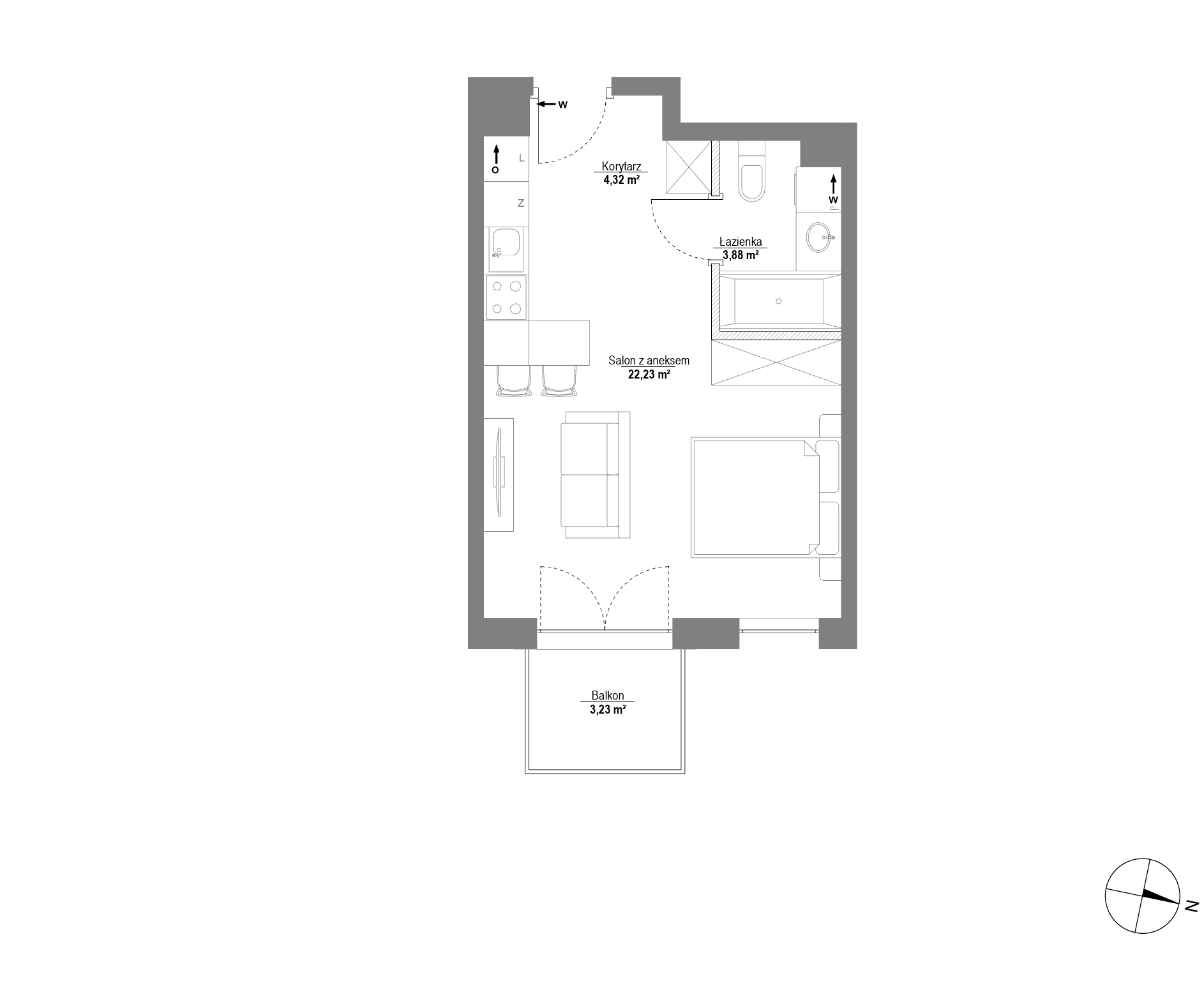 Plan 1 pok. 30m²