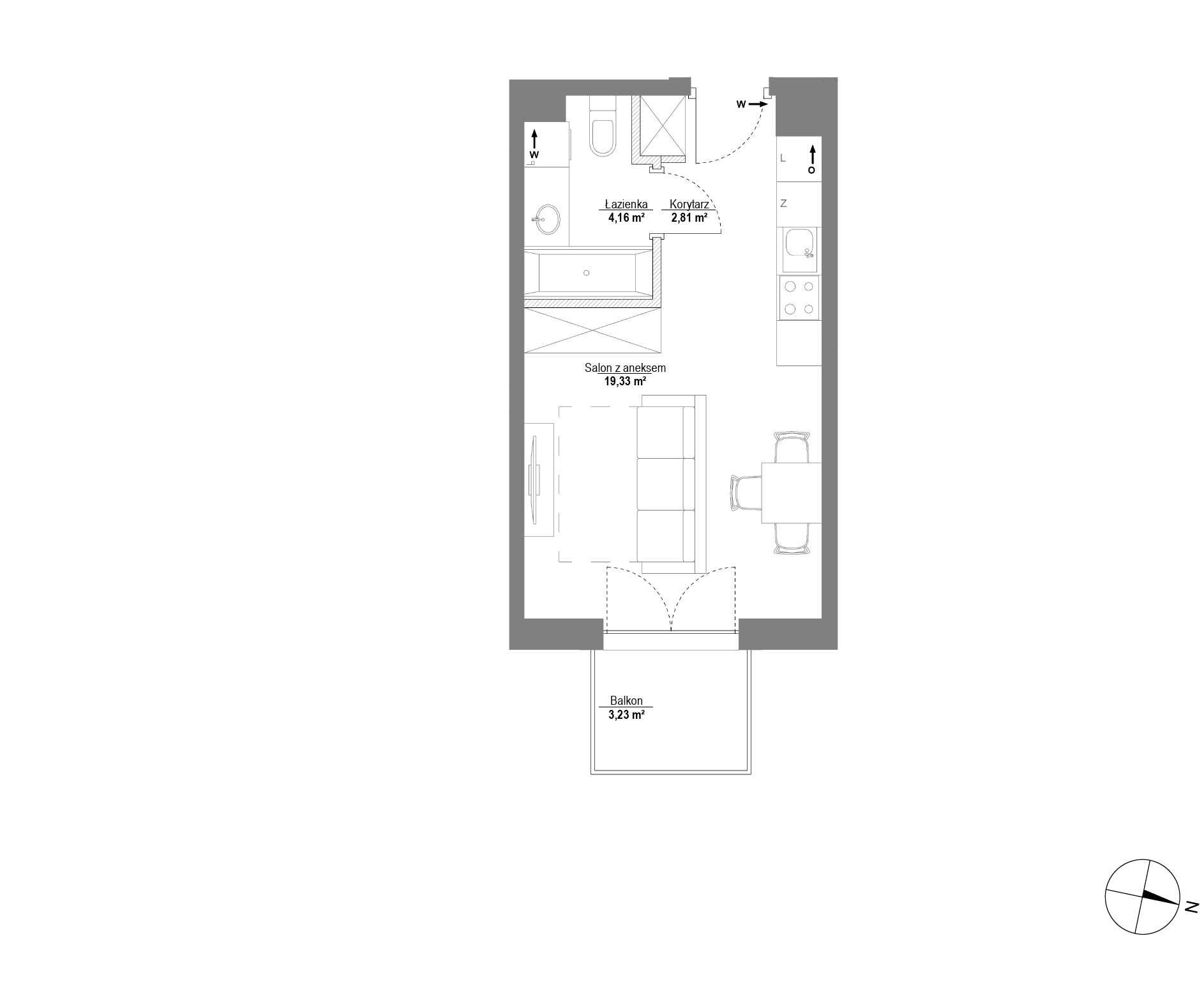 Plan 1 pok. 26m²