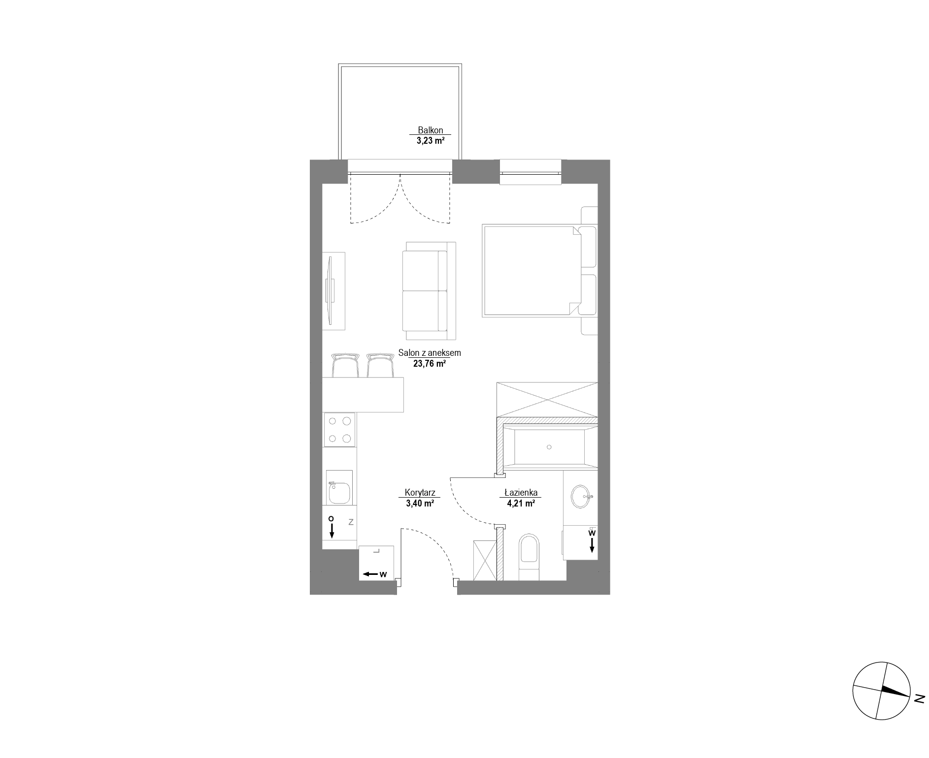 Plan 1 pok. 31m²
