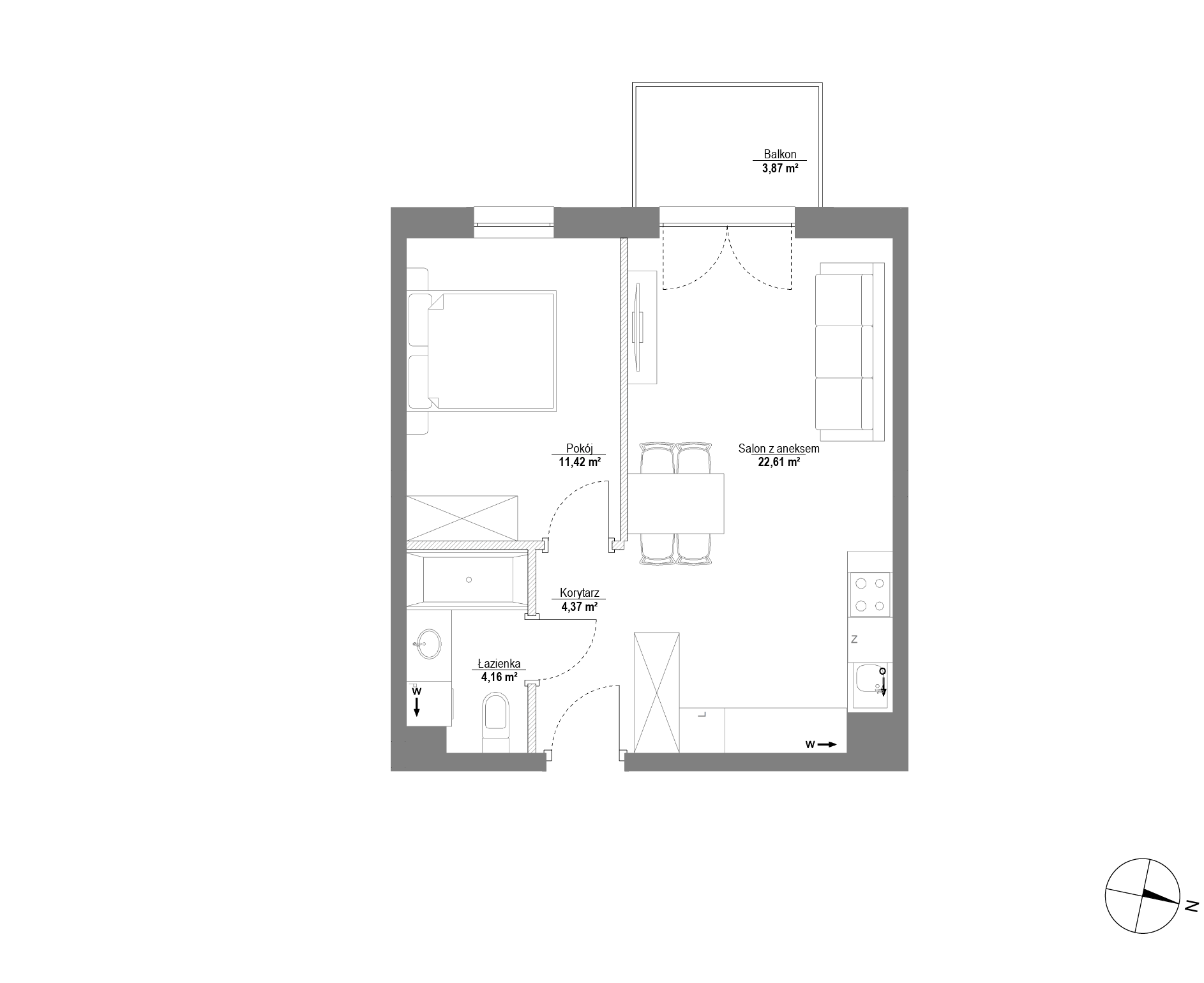 Plan 2 pok. 43m²