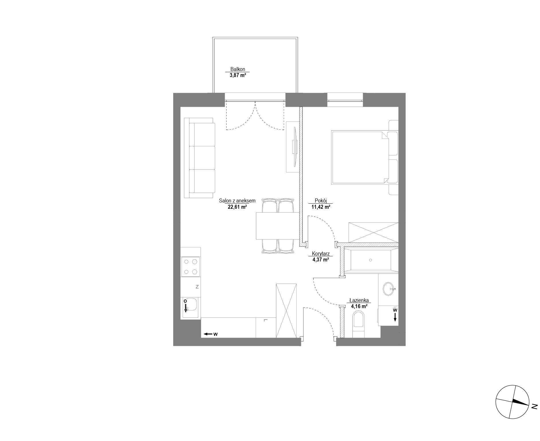 Plan 2 pok. 43m²