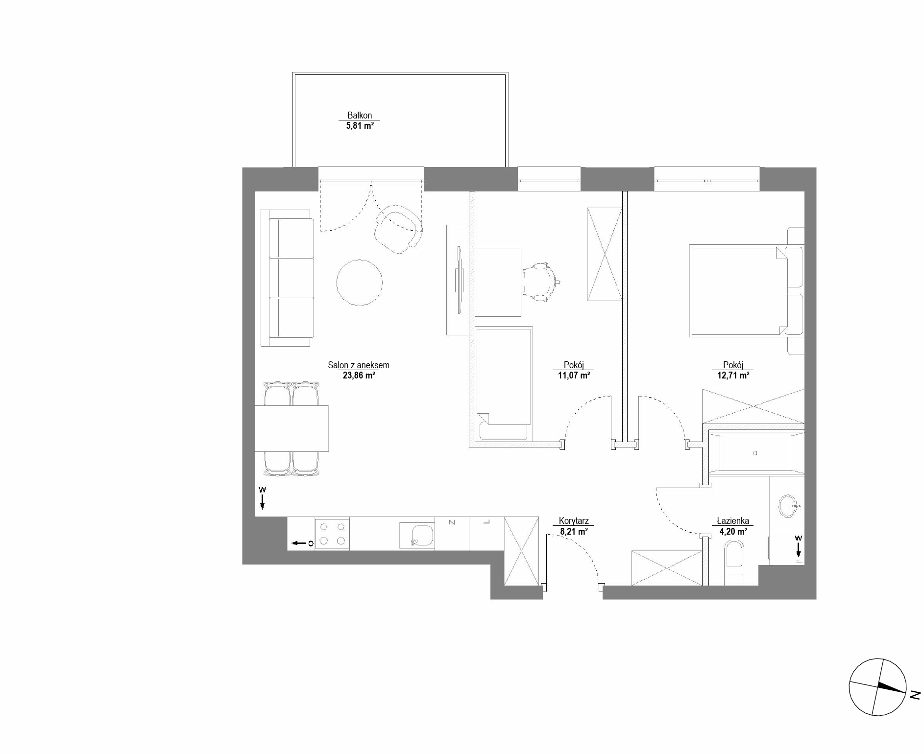 Plan 3 pok. 60m²