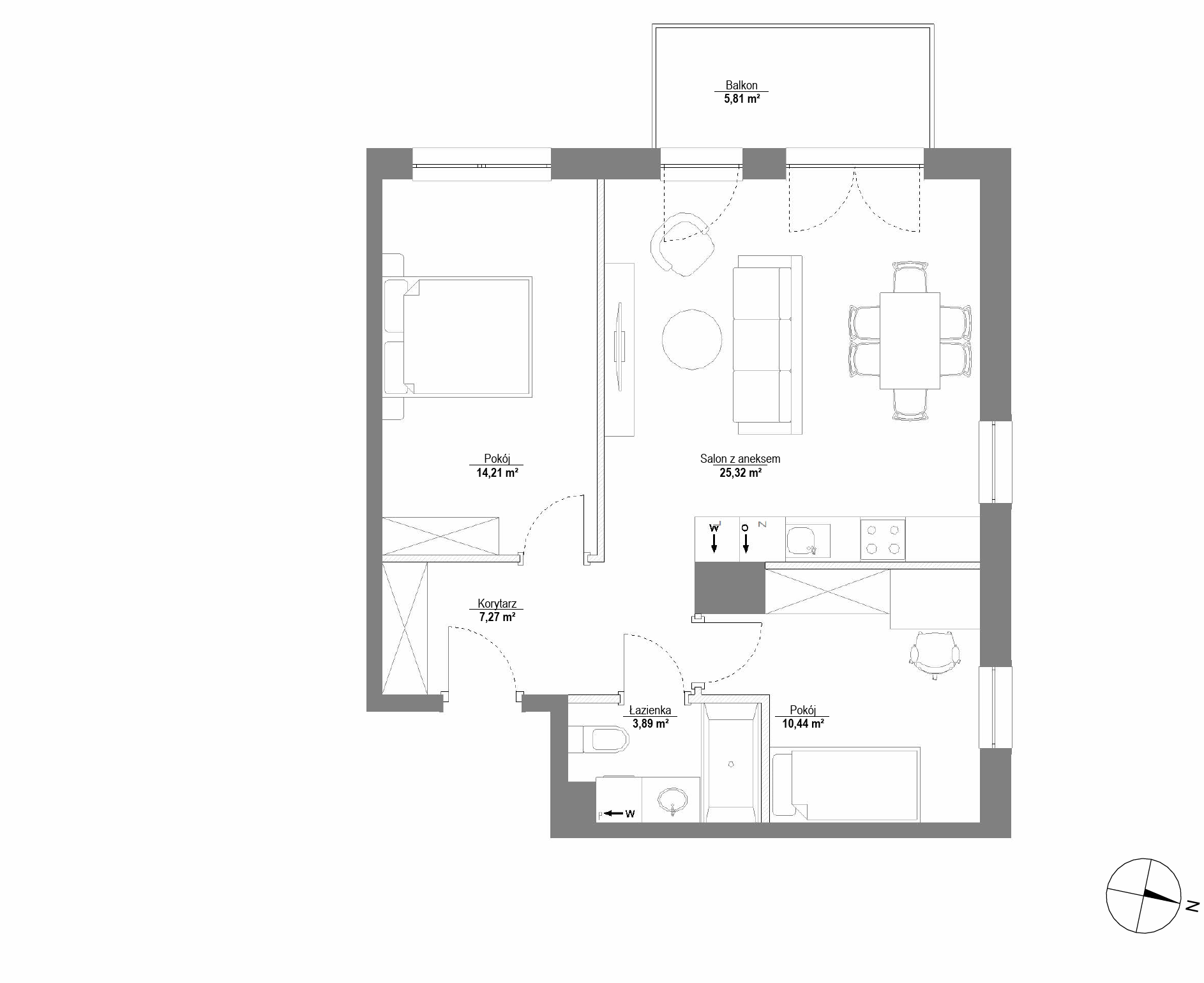 Plan 3 pok. 61m²