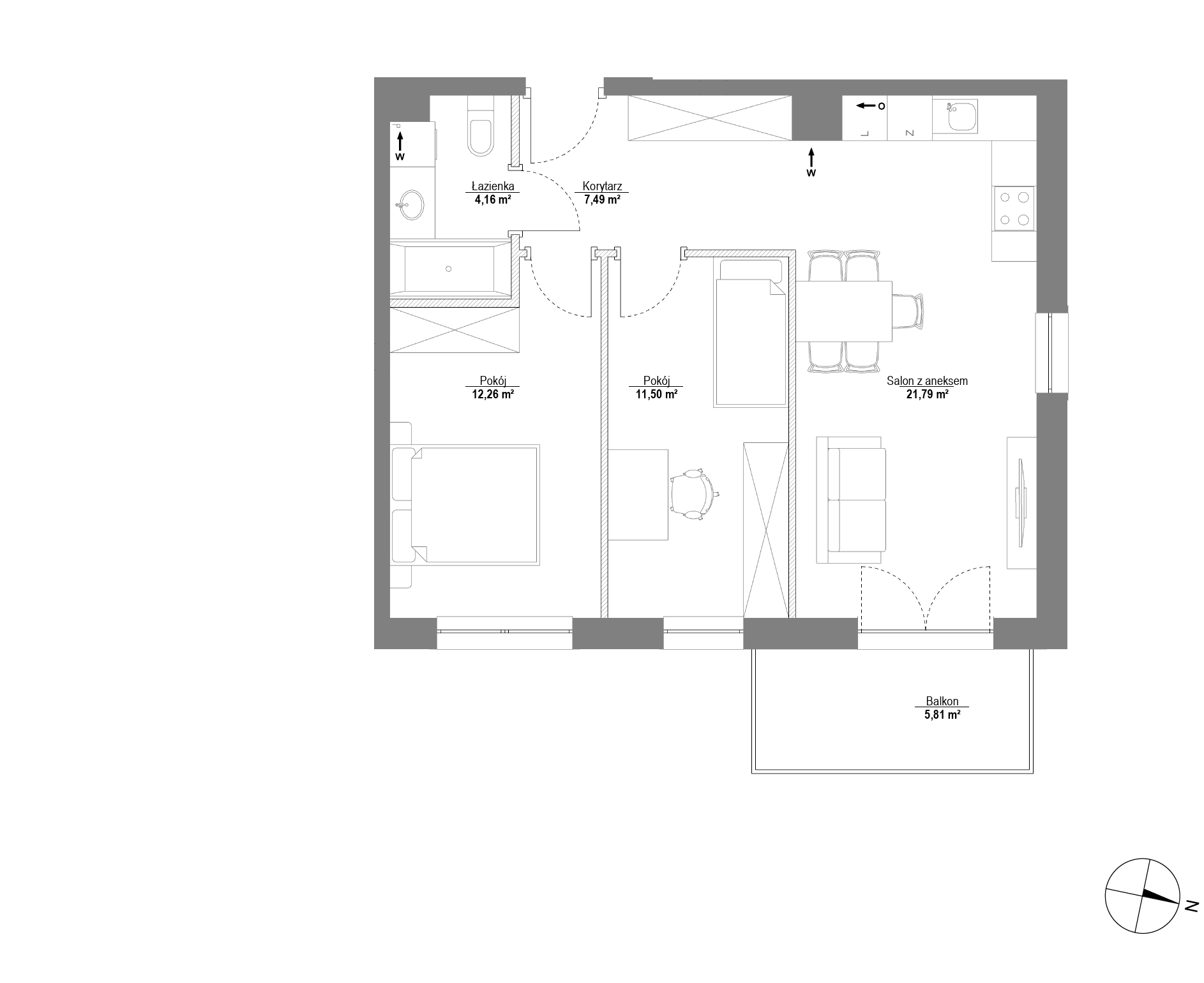 Plan 3 pok. 57m²