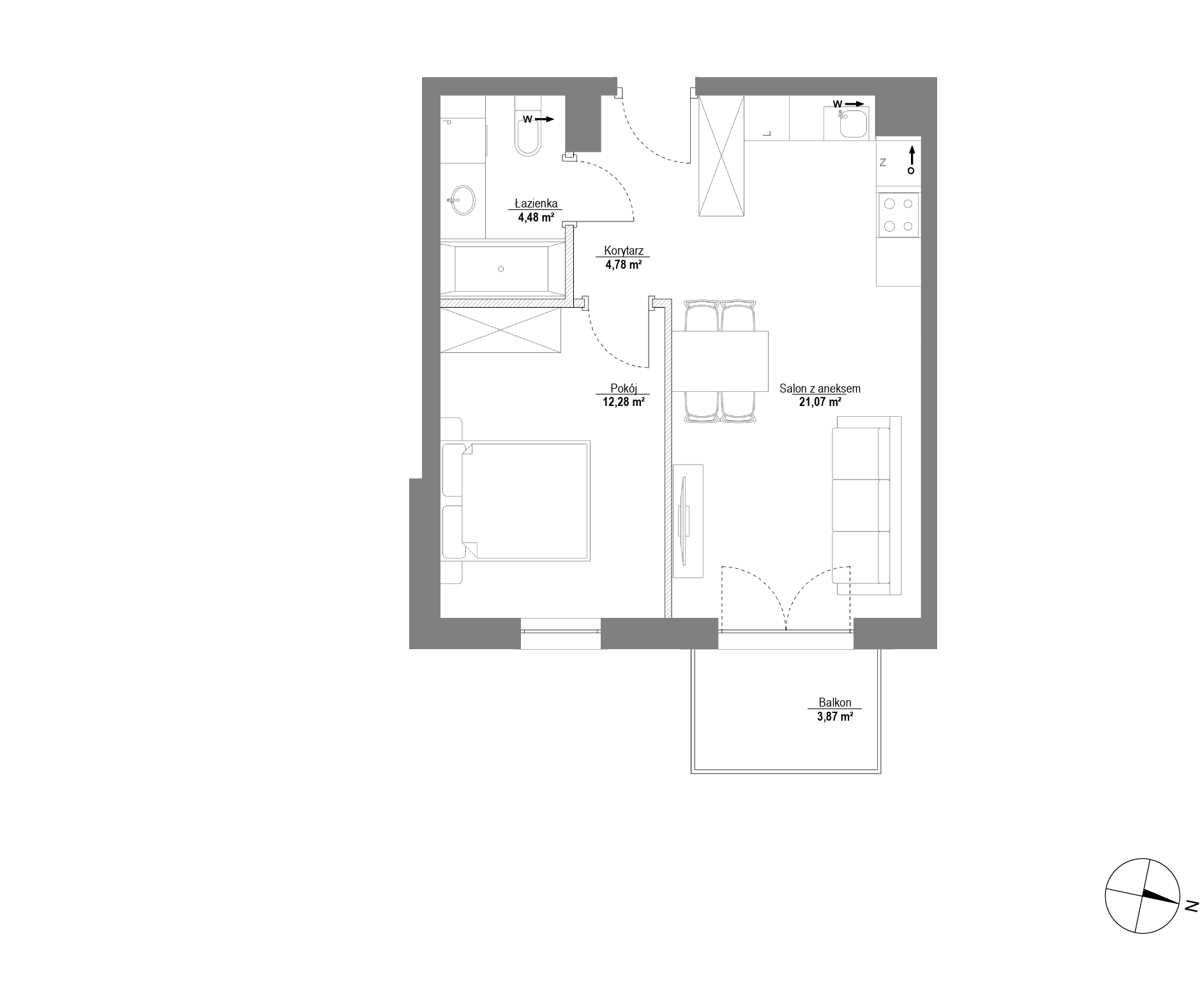 Plan 2 pok. 43m²