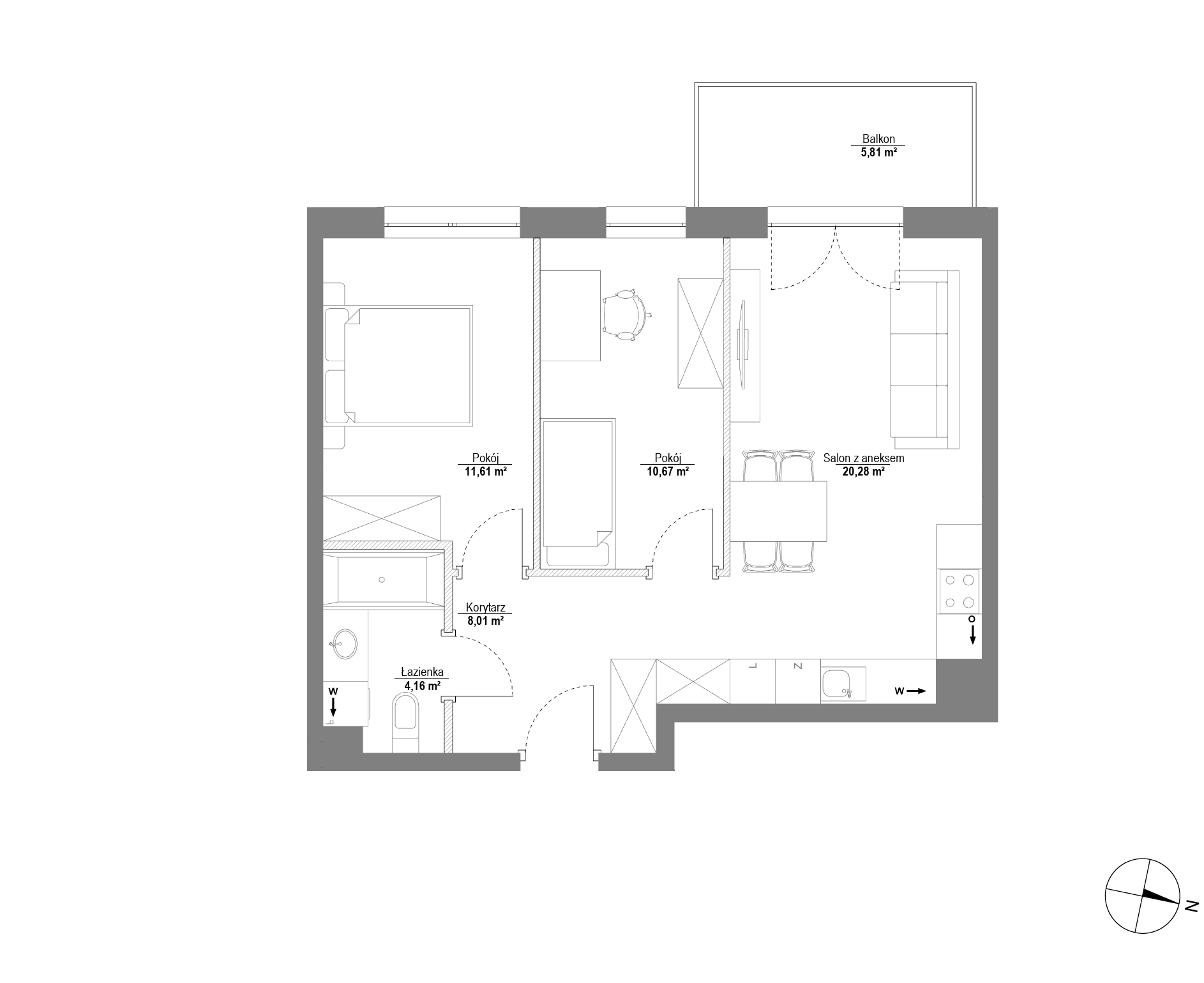 Plan 3 pok. 55m²