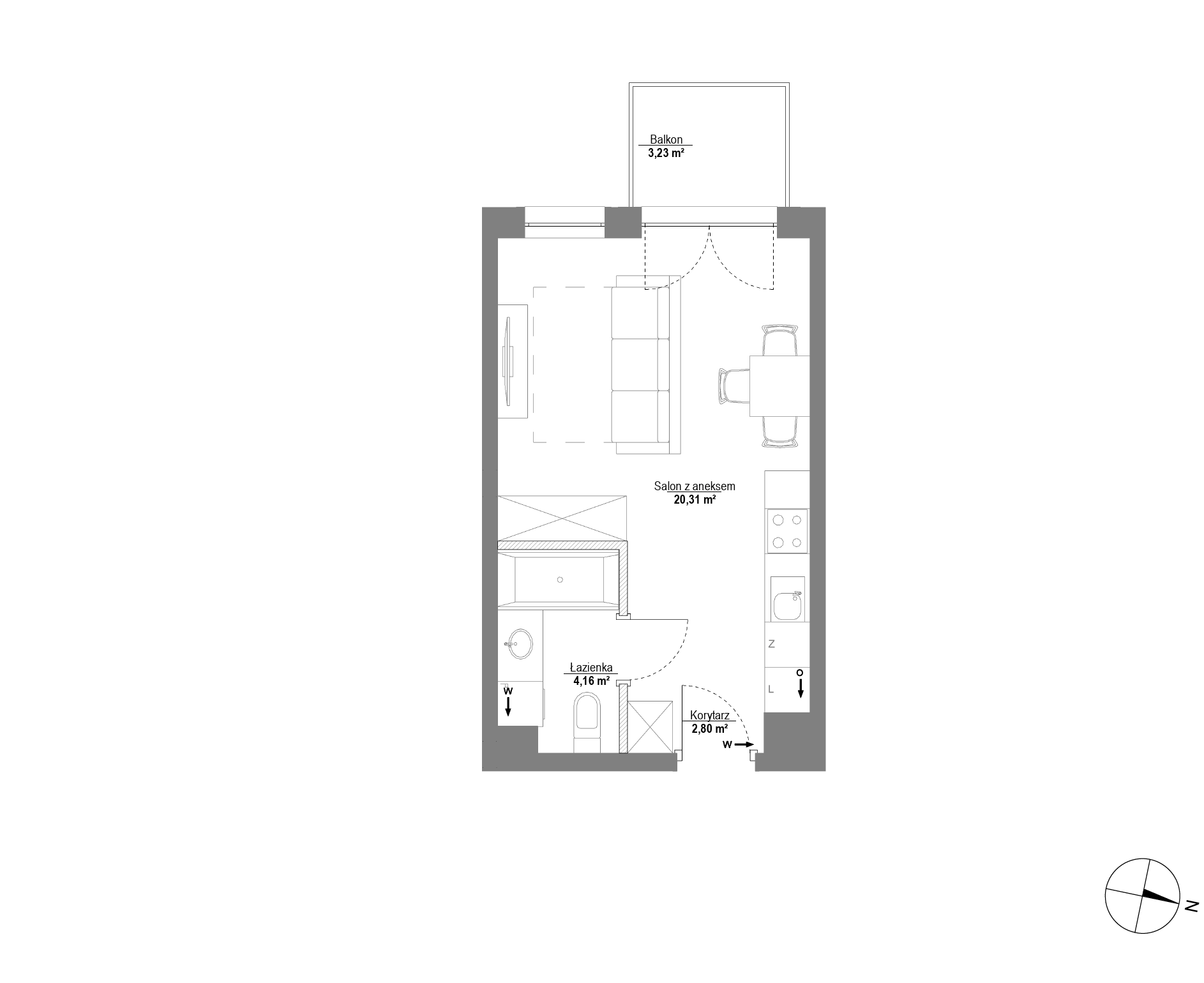 Plan 1 pok. 27m²