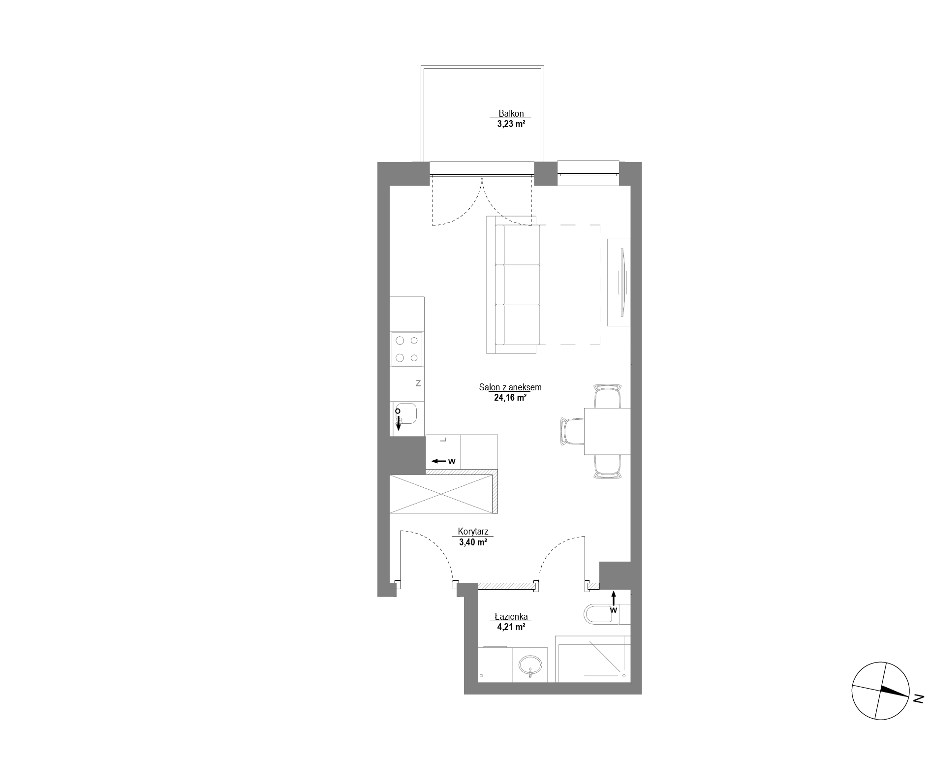 Plan 1 pok. 32m²