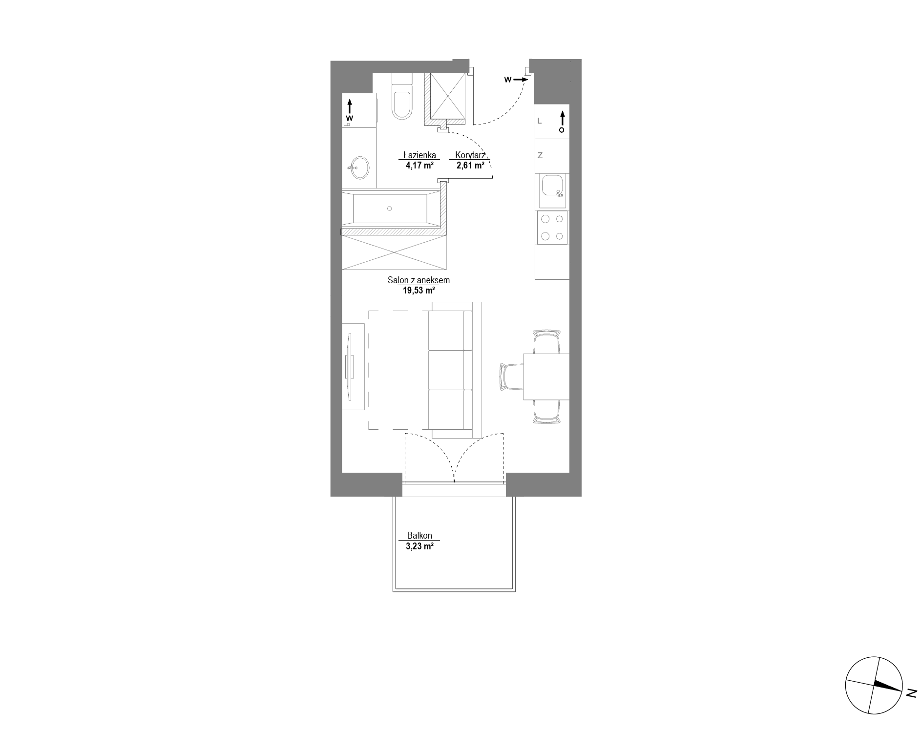 Plan 1 pok. 26m²