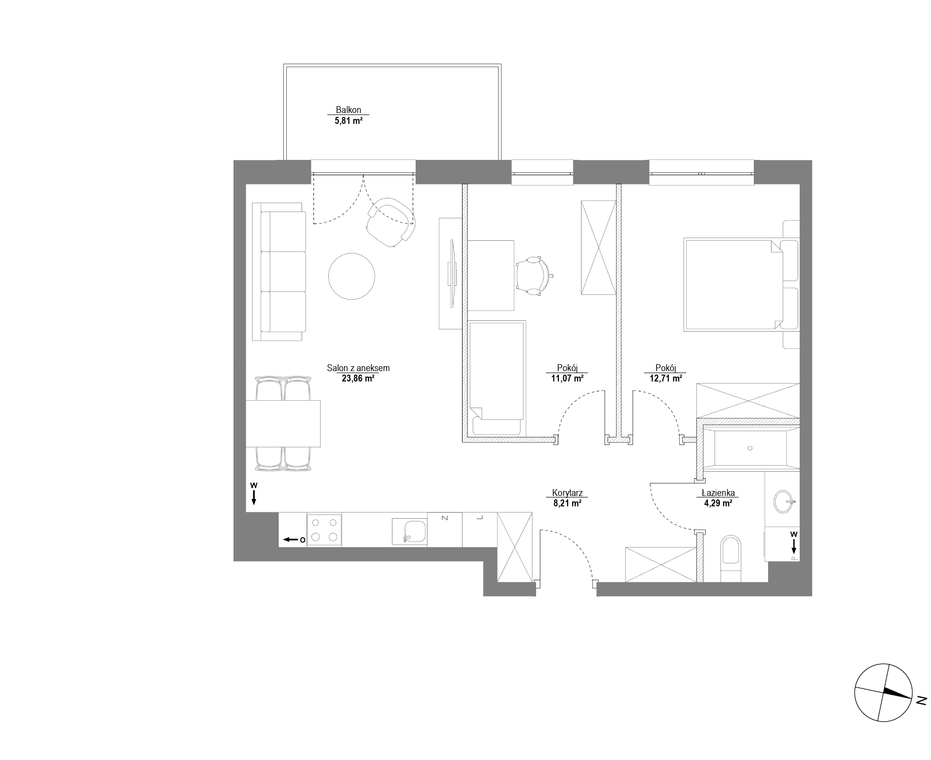 Plan 3 pok. 60m²