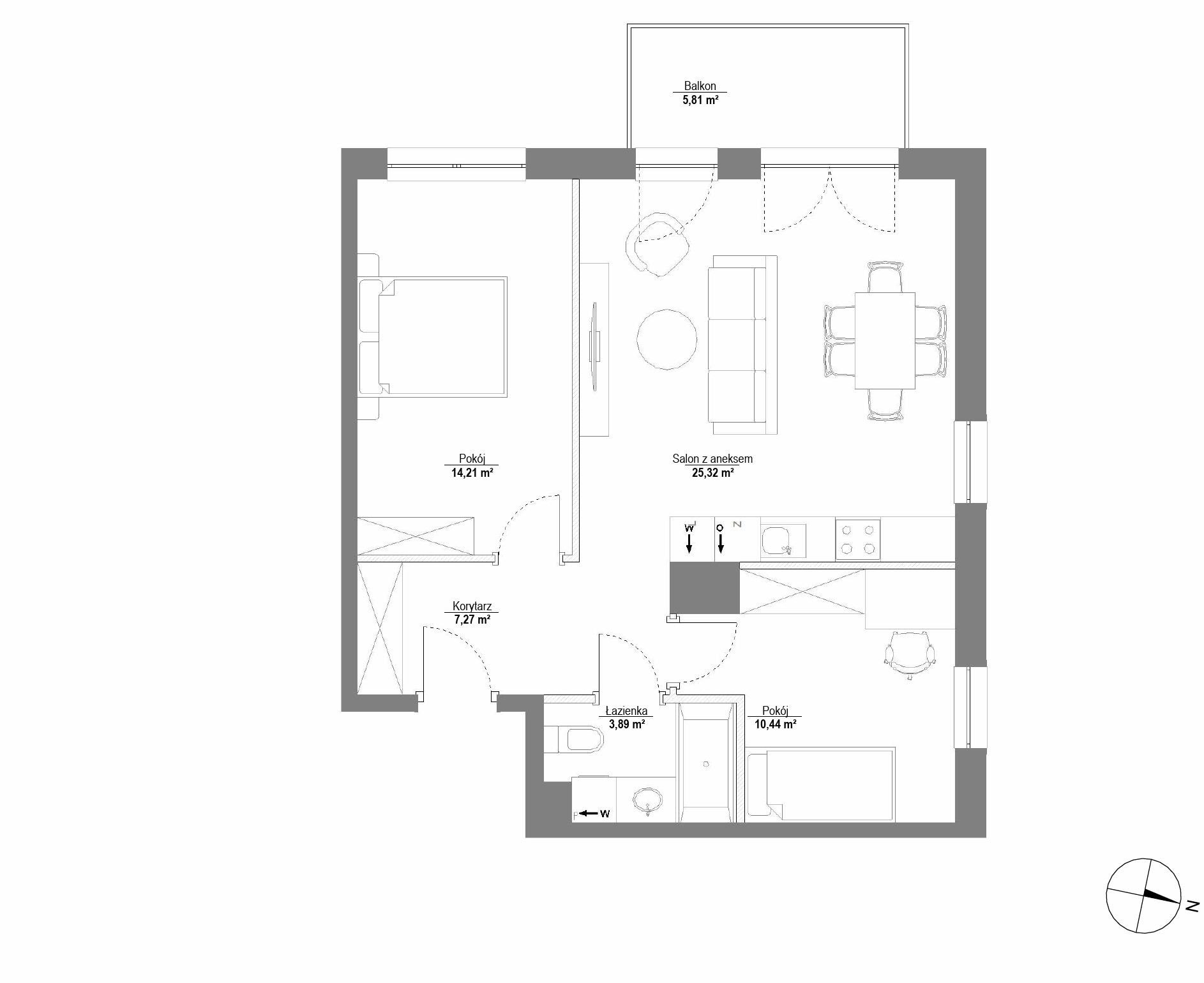 Plan 3 pok. 61m²