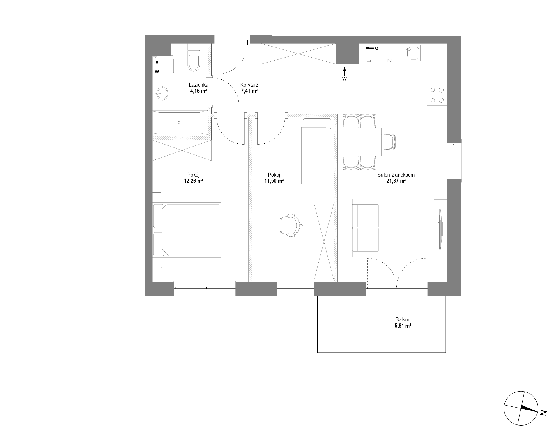 Plan 3 pok. 57m²