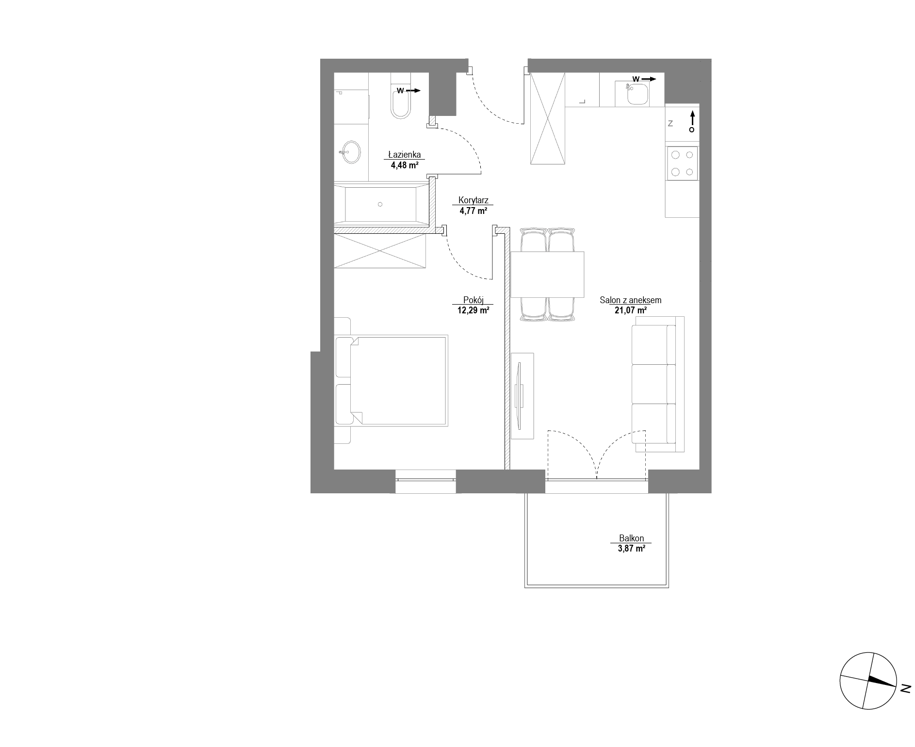 Plan 2 pok. 43m²