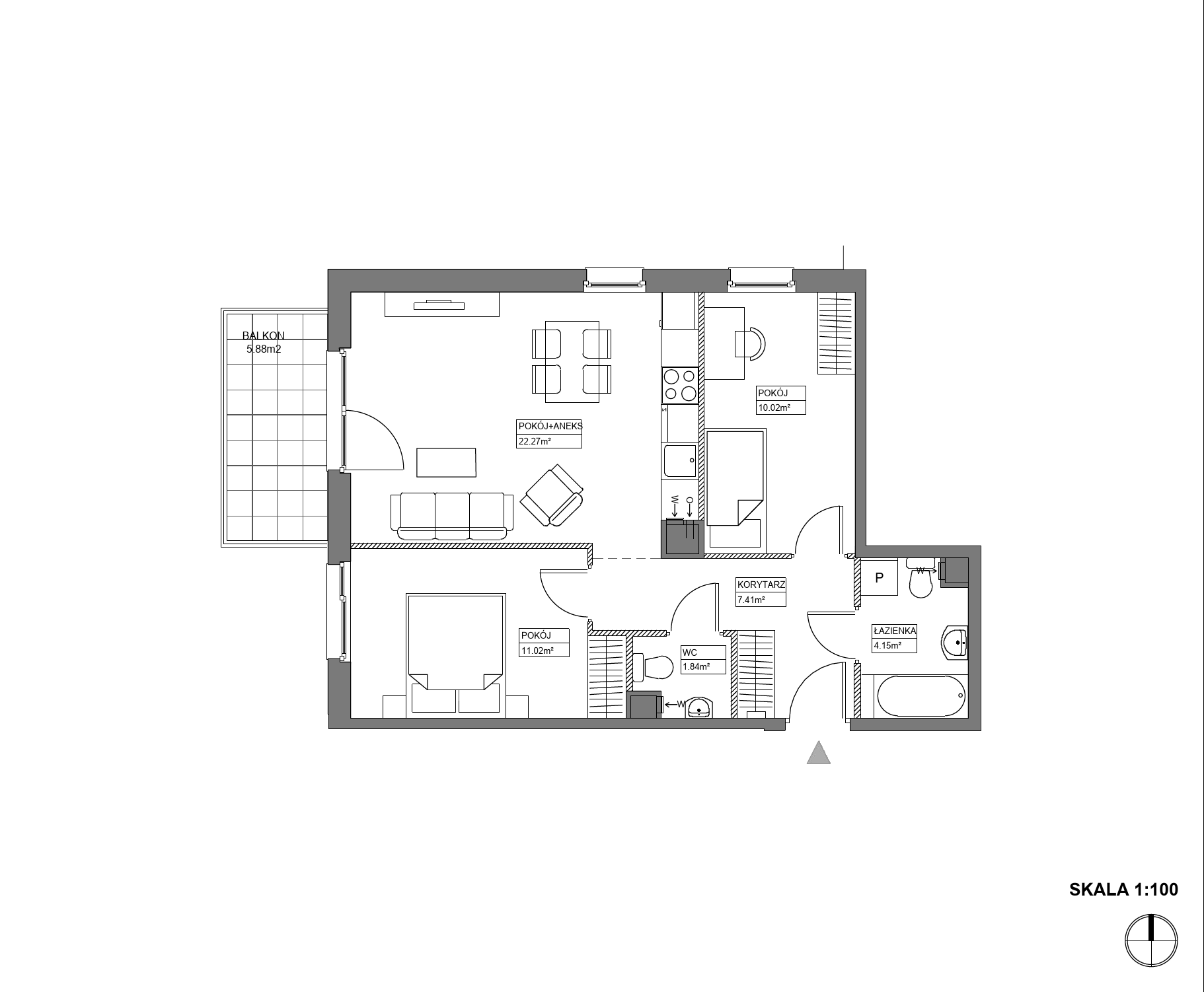 Plan 3 pok. 57m²