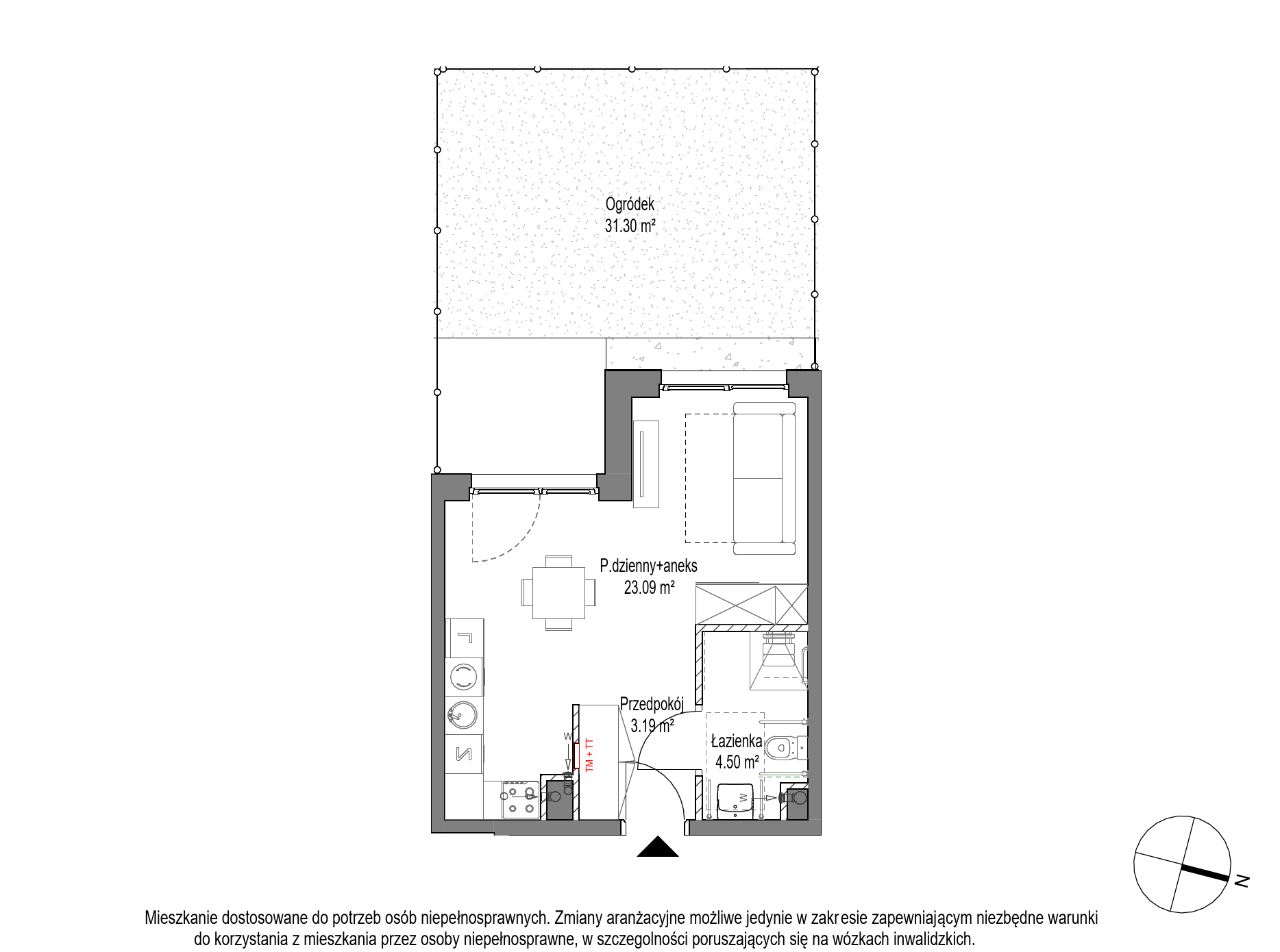 Plan 1 pok. 31m²